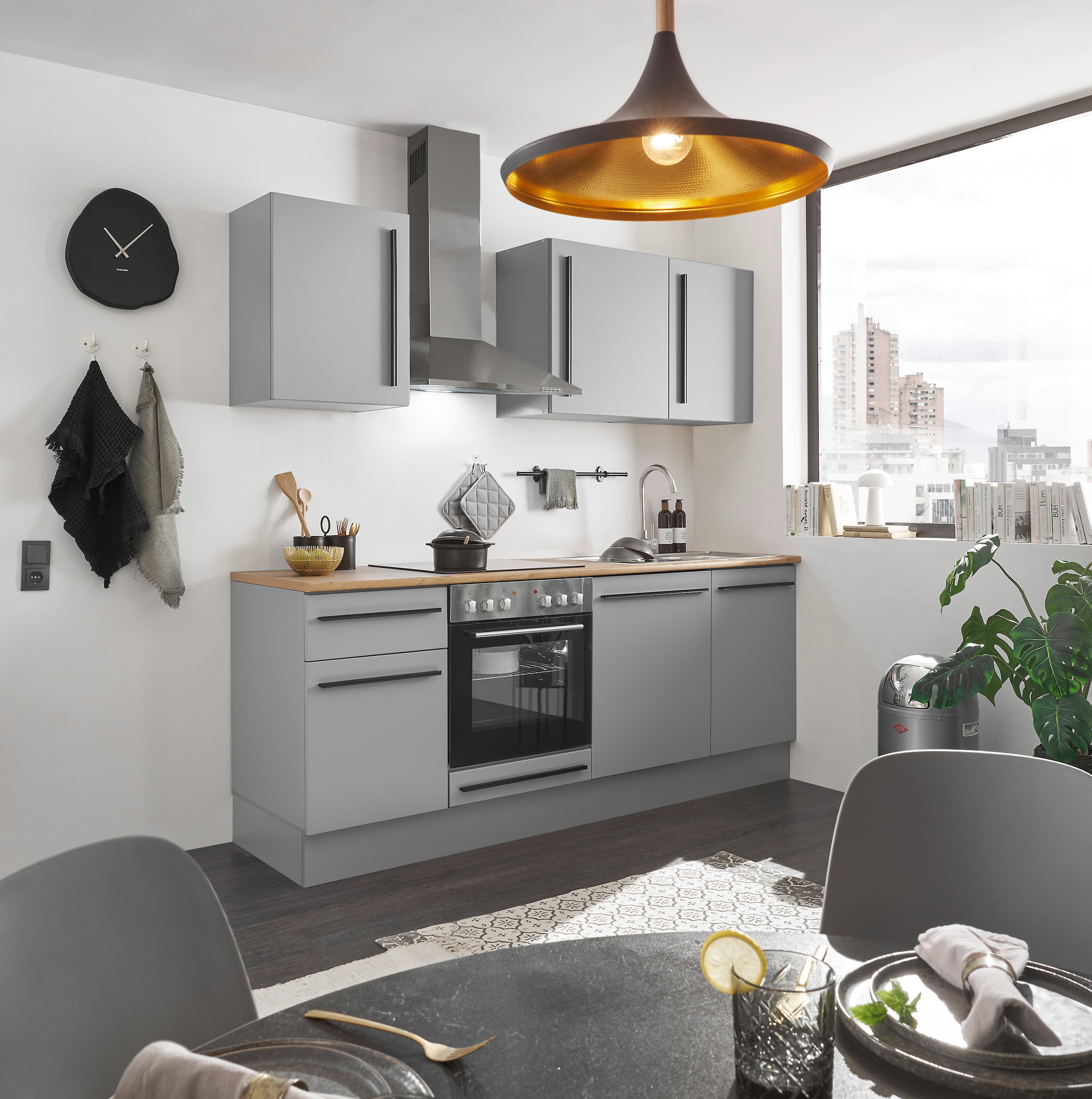 BASIC by Balculina Winkelküche »Denver, Küche BxHxT 220 x 211 x 60«, Breite 220 cm, wahlweise mit E-Geräten und Induktion