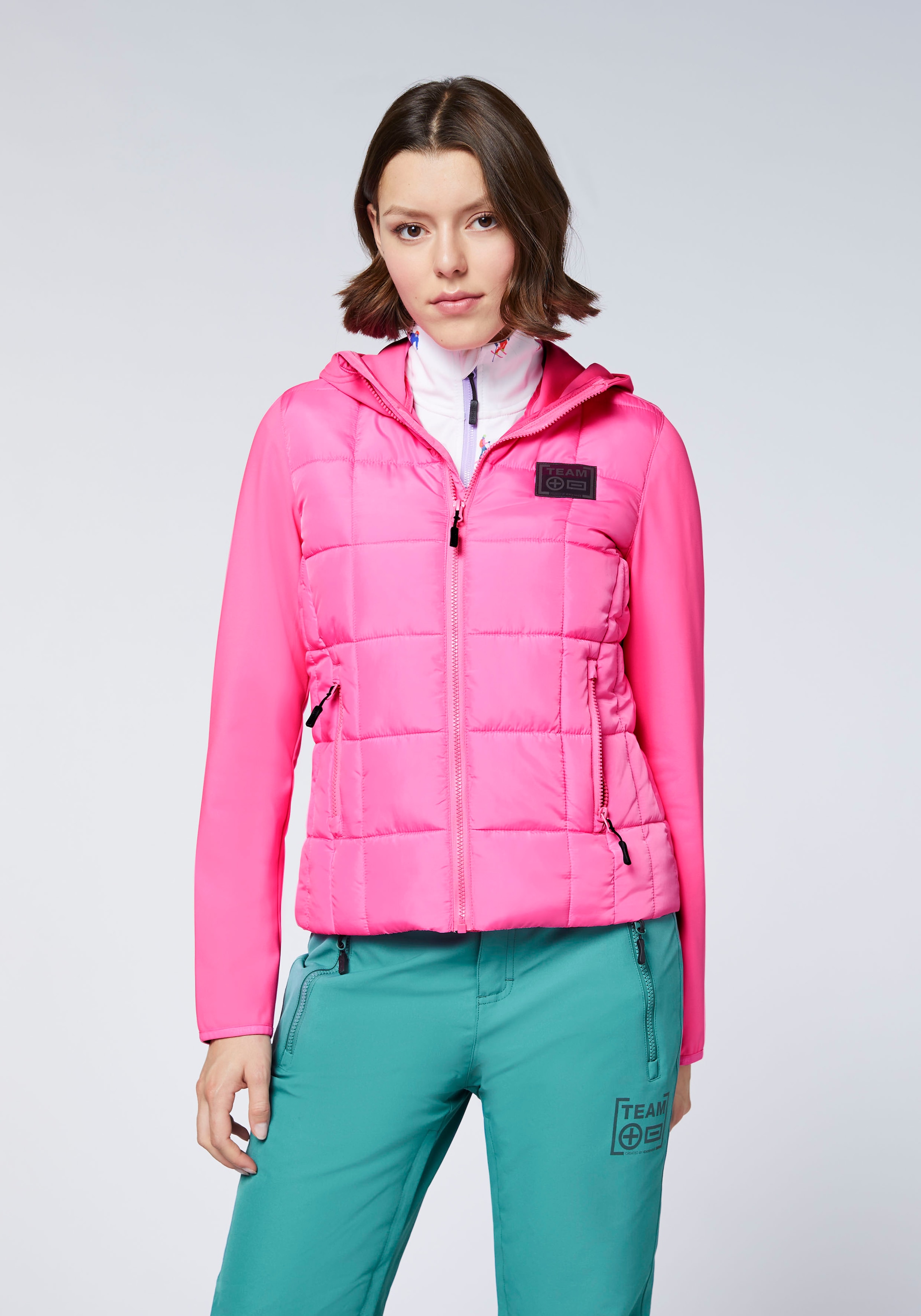 Chiemsee Outdoorjacke mit Kapuze - Materialmix aus Canvas & Technical Fleece