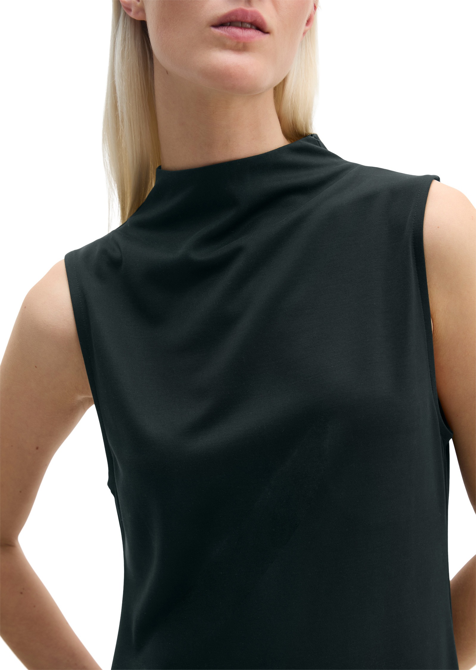 Jerseykleid MARC O'POLO "aus fließendem Soft-Touch-Jersey", Damen, Gr. S, Normalgrößen, schwarz, Obermaterial: 68% Viskose, 32% Polyester, unifarben, slim fit wadenlang, Kleider Jerseykleid 6