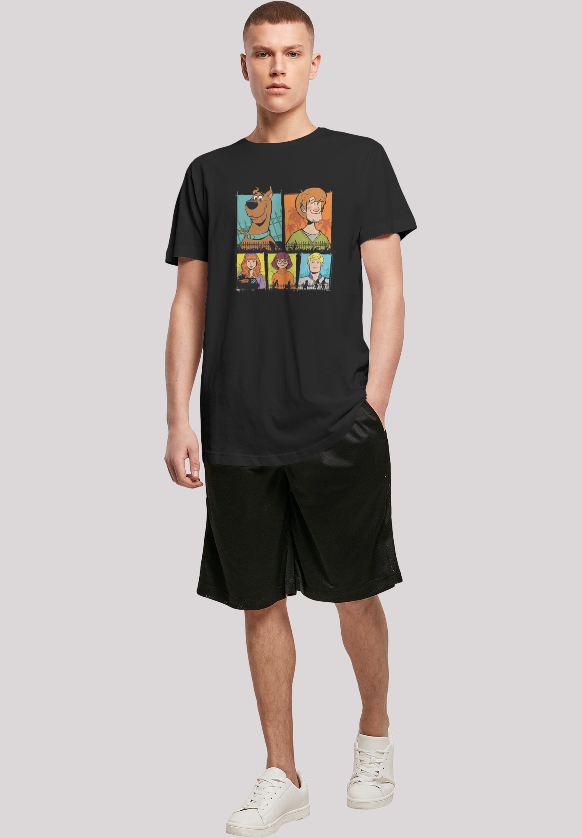 F4NT4STIC T-Shirt »Long Cut T-Shirt 'Scooby Doo Group Frames'«, Herren,Premium Merch,Lang,Longshirt,Bedruckt