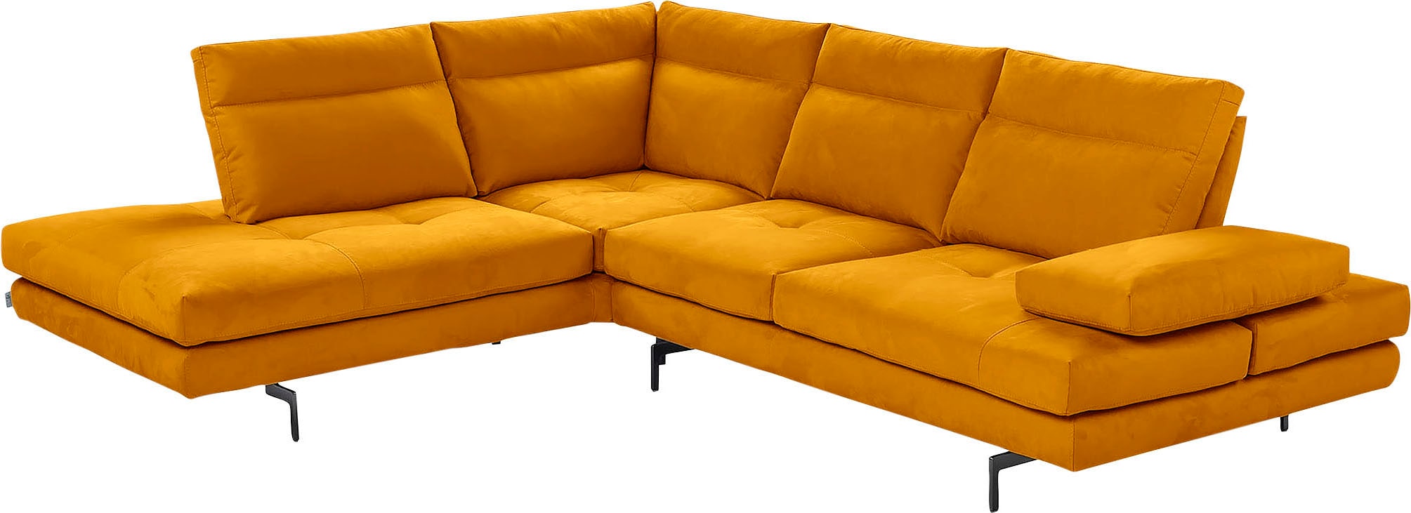 CALIA ITALIA Ecksofa "Toby Wing, B/T: 288/232 cm, Designsofa mit sensationellem Sitzkomfort" L-Form, Sitztiefenverstellung, funktionale Ecke, Füße in schwarz matt