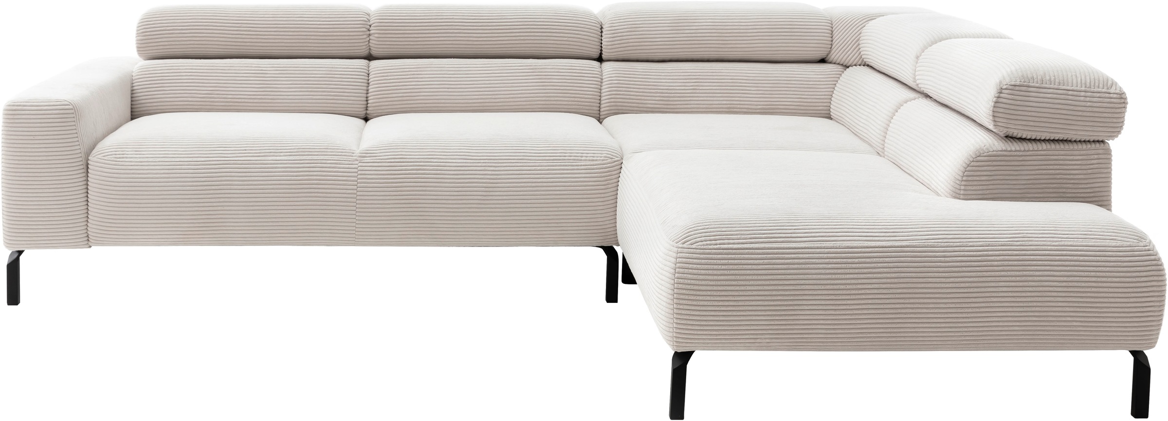 Places of Style Ecksofa »Antonelli, L-Form, inkl. Kopfteilverstellung, Breite 276 cm«, ohne Sitztiefenverstellung, in Cord, weiß