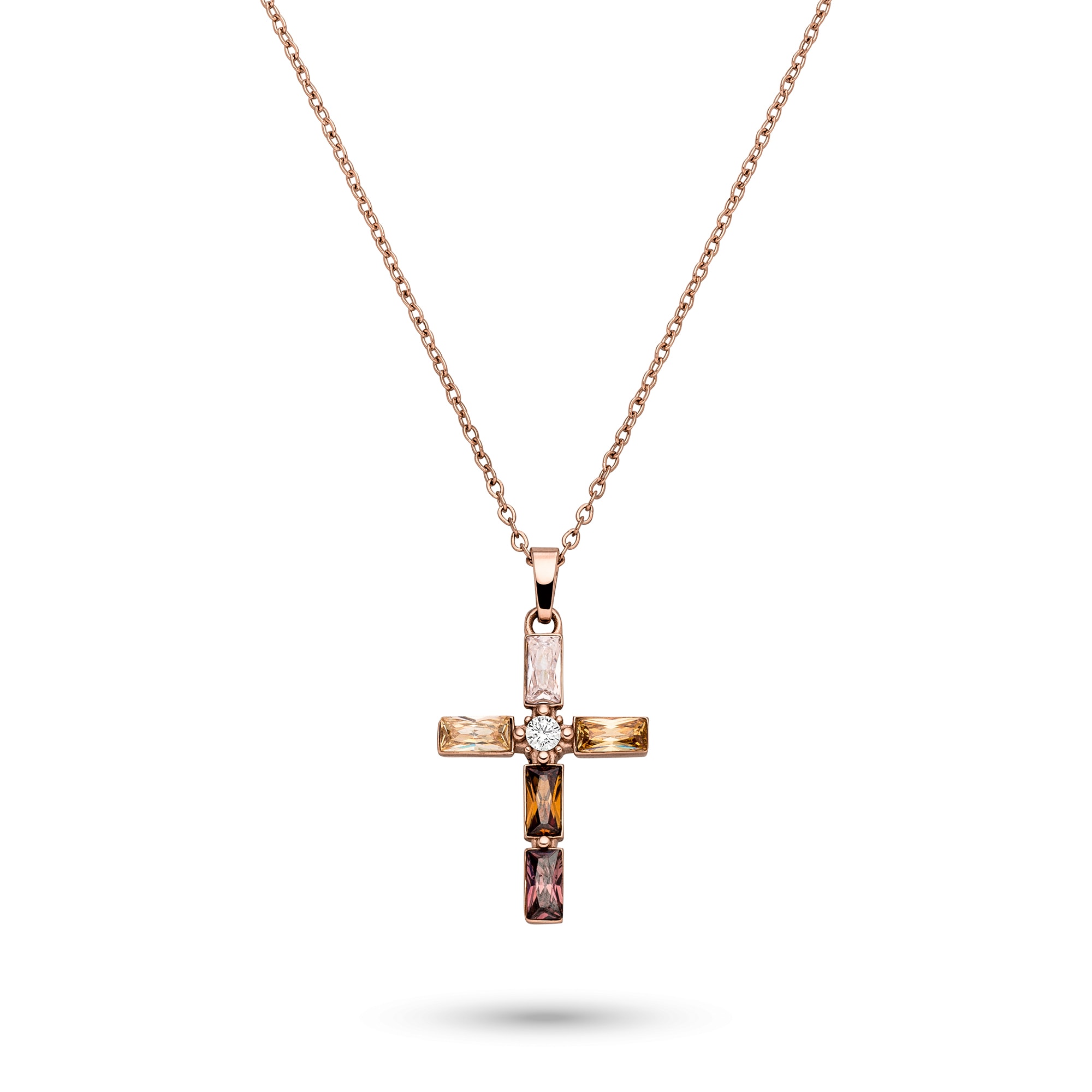 s.Oliver Kette mit Anhänger »Schmuck Geschenk Edelstahl Halskette The Stone Cross, Kreuz« mit Zirkonia (synth.)