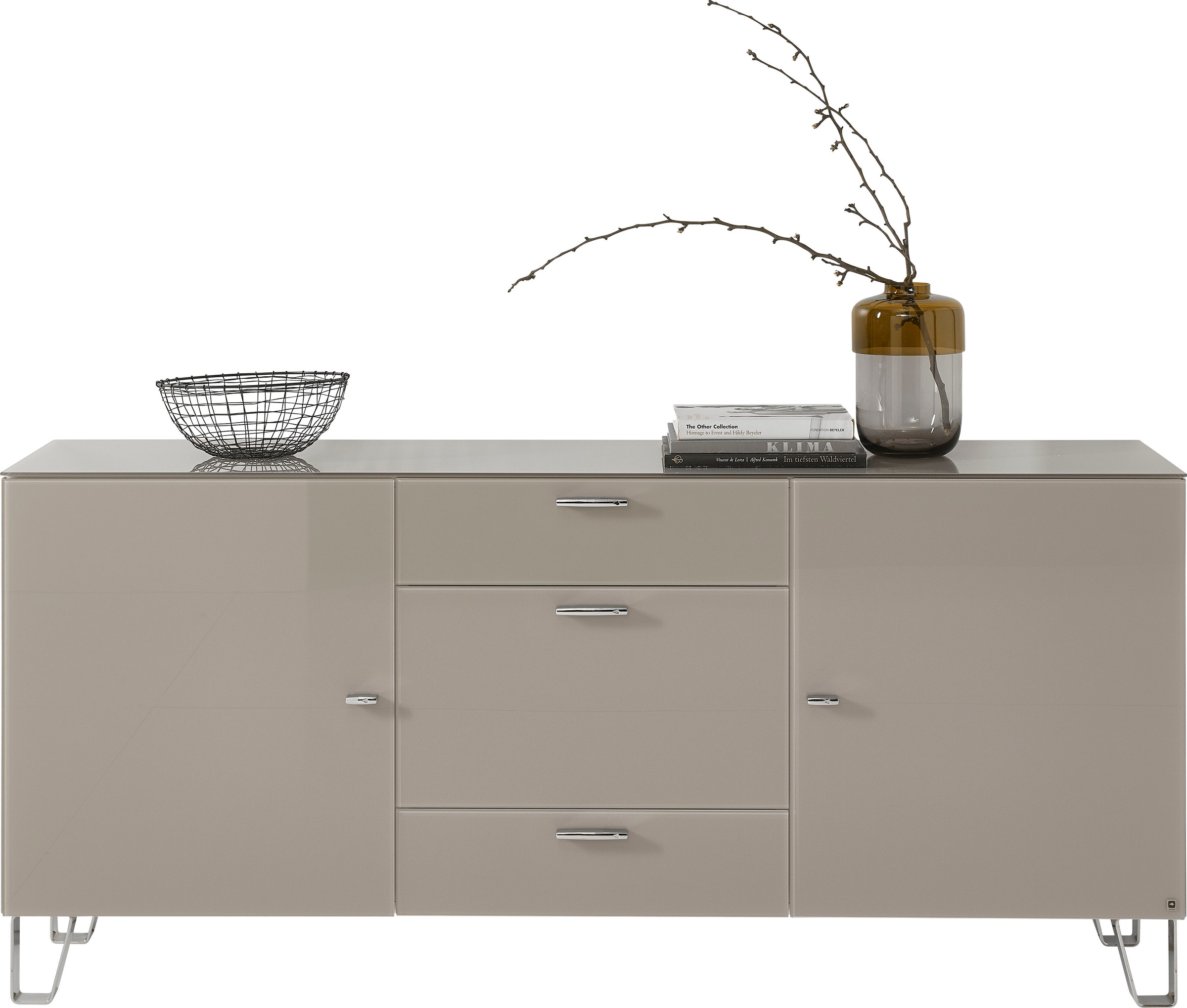 LEONARDO Sideboard »Cube«, mit Sicherheitsglas und edlem MDF Holz, Breite 189 cm