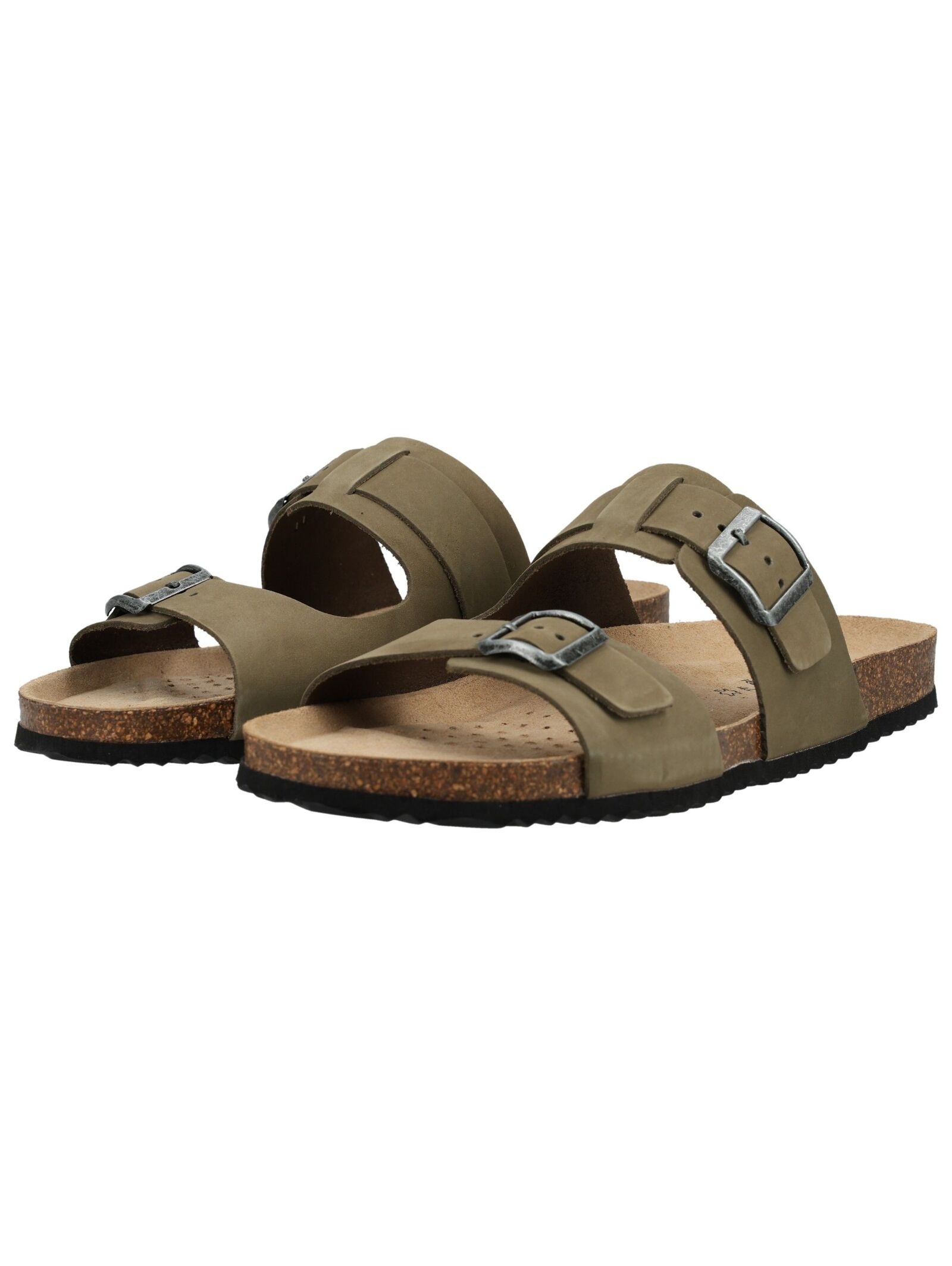 Pantolette GEOX "Geox Pantoletten Nubukleder", Herren, Gr. 43, military, Nubukleder, Schuhe Pantolette 3