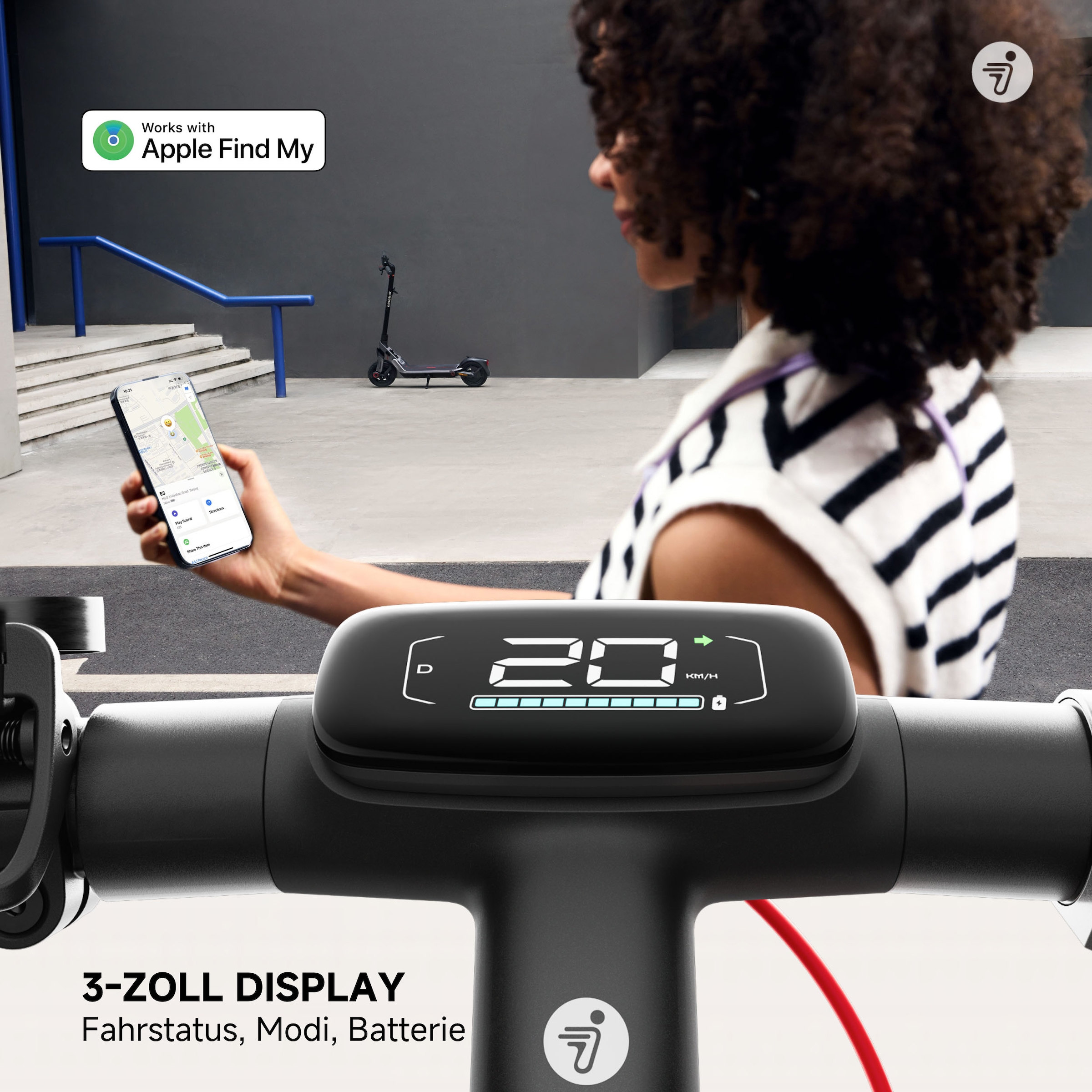 Segway E-Scooter »E3 D«, Schlauchlose selbstabdichtende Reifen