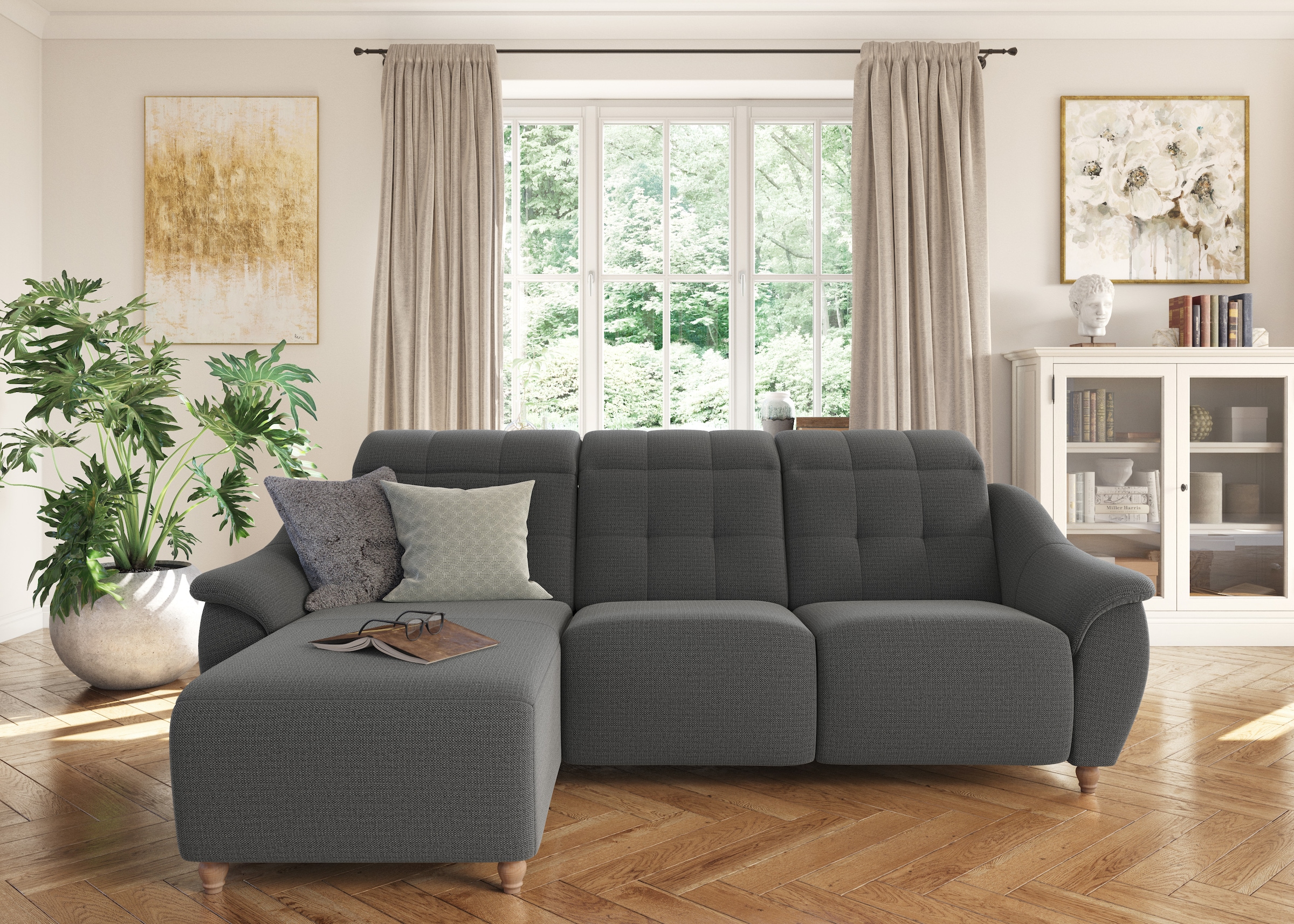 Home affaire Ecksofa "Boston L-Form" Kopfteilverstellung an jeder Sitzfläche, wahlweise Relaxfunktion
