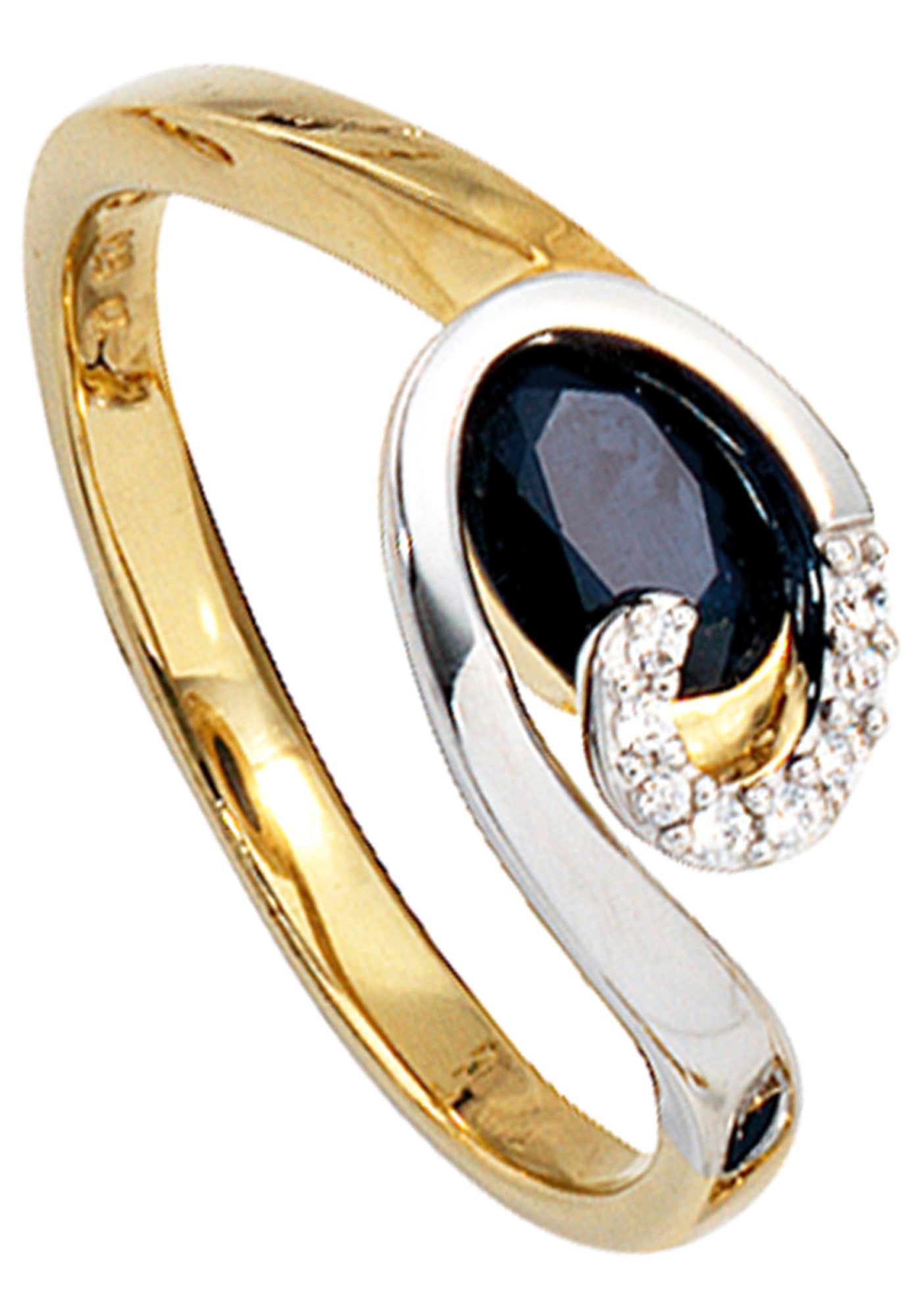 Black Friday JOBO Diamantring, 585 Gelbgold Weißgold mit Safir und 8  Diamanten | BAUR