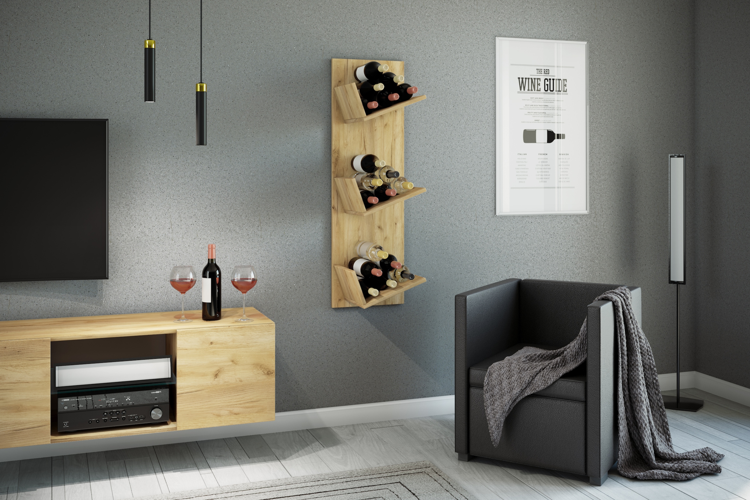 VCM Wandregal »Holz Weinregal Wandregal Flaschen Wein Vinosi«