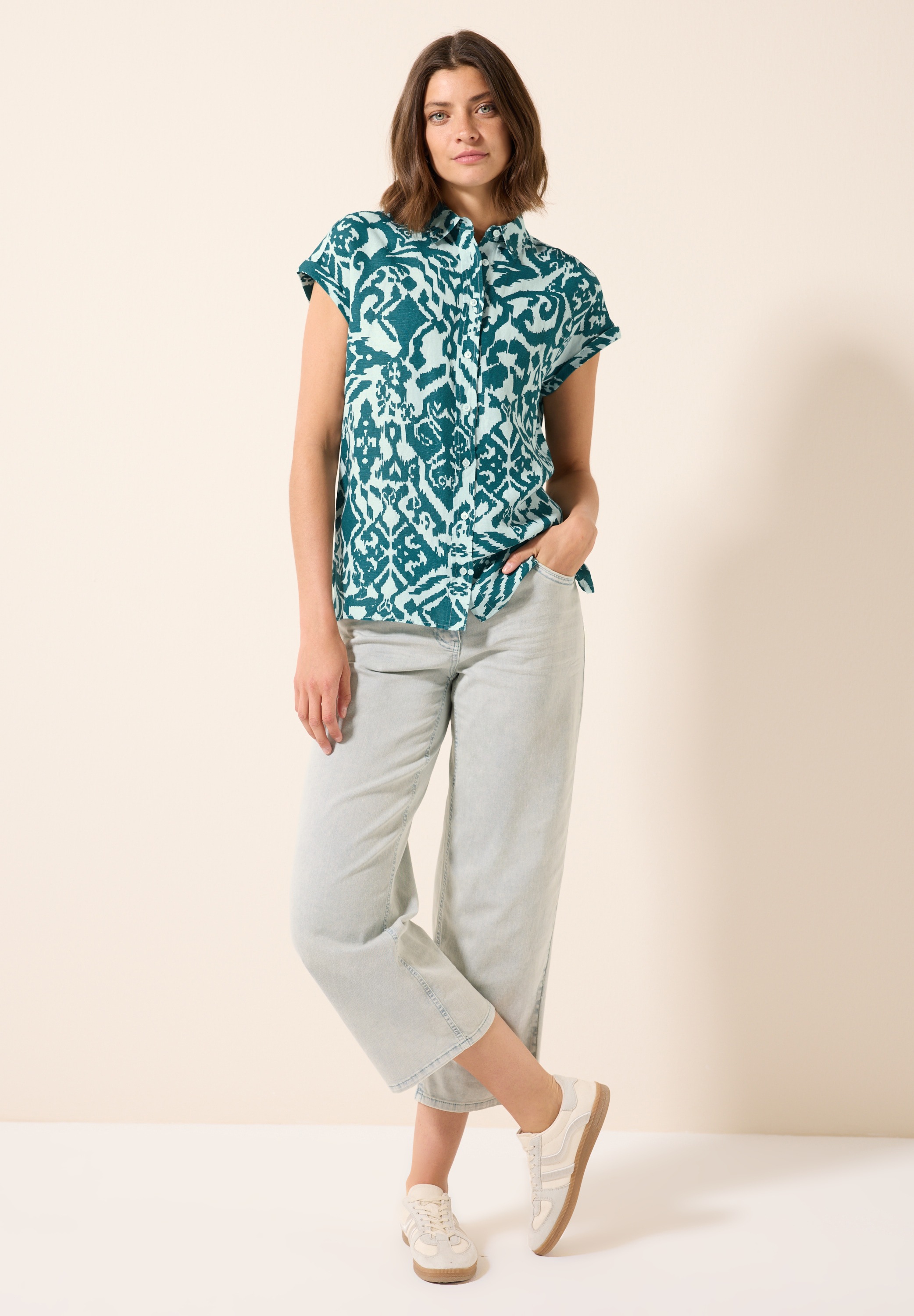 Thumbnail - Cecil Kurzarmbluse mit Seitlichen Einschlitzen am Saum