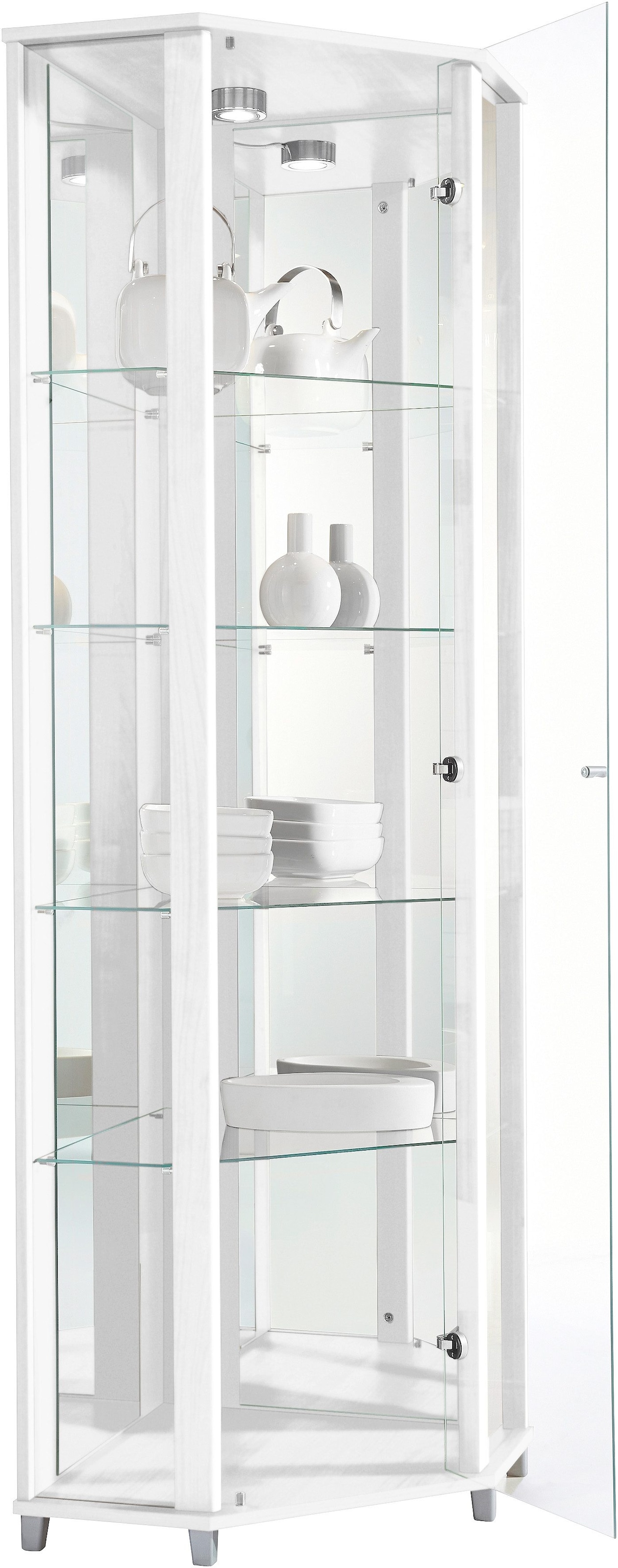 fif möbel Eckvitrine »TRIO Höhe ca. 172 cm, ink. Beleuchtung« Eckvitrine/Glasvitrine 1x Glastür, perfekt für Sammler, Sammlervitrine