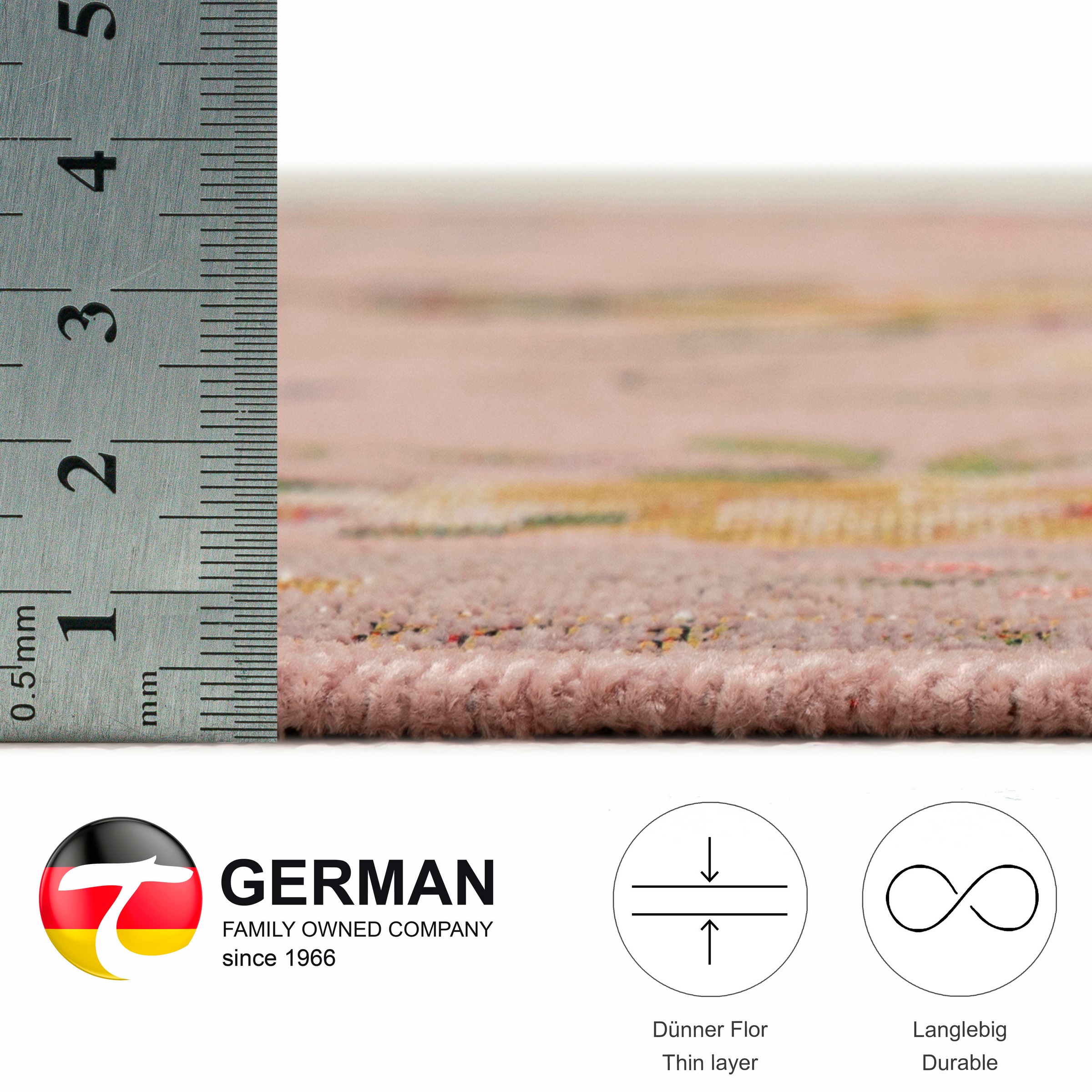 Teppich THEKO "Flomi Sagrini" Gr. 3, rosa (rosé), B:120cm H:4mm L:170cm, Baumwolle, Kunstfaser, Teppiche, Teppich, Flachgewebe, Pastell-Farben, Blumen Design, mit Bordüre 2