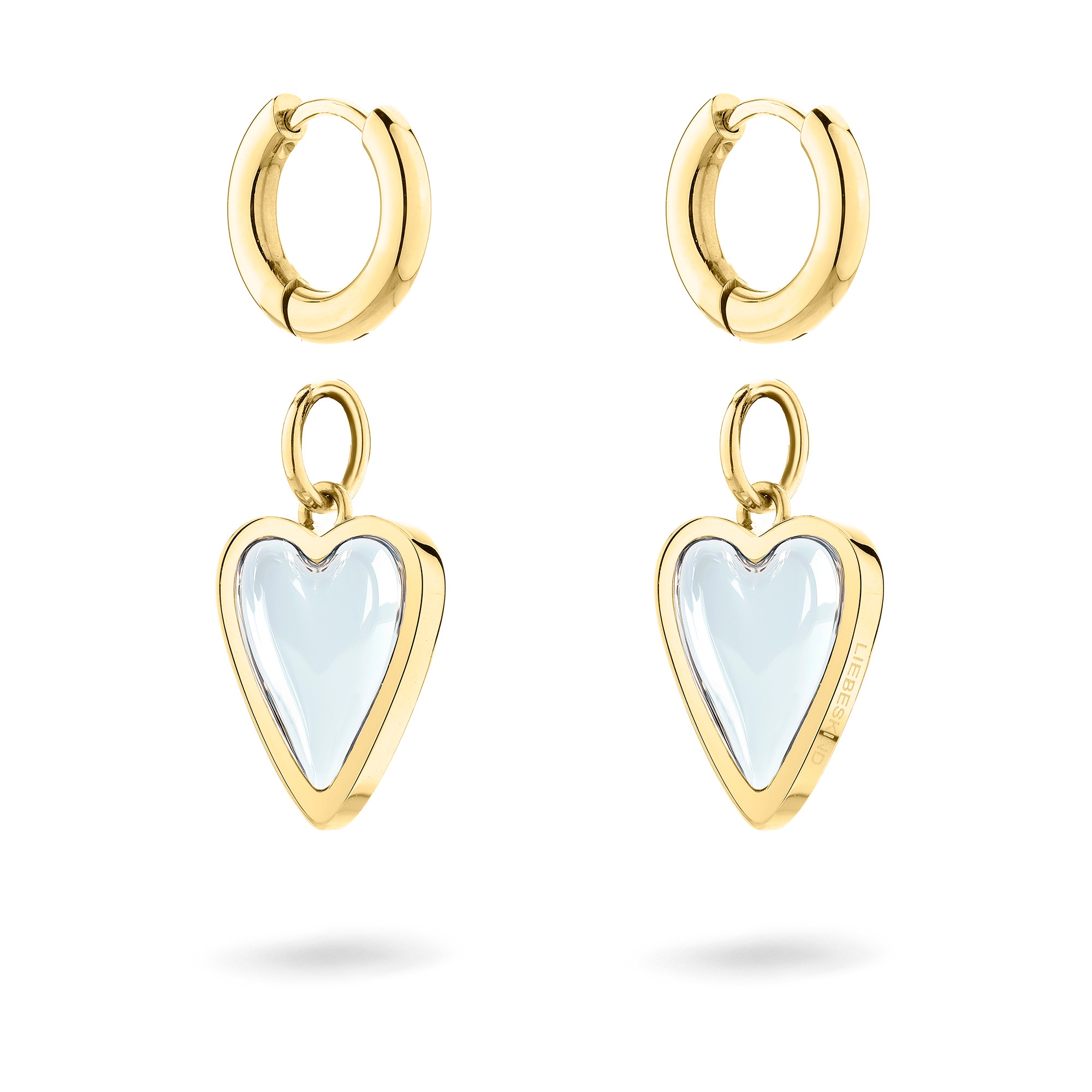 Liebeskind Berlin Paar Creolen »Schmuck Ohrringe mit abnehmbaren Herz-Einhängern Glass Heart« mit Glasstein