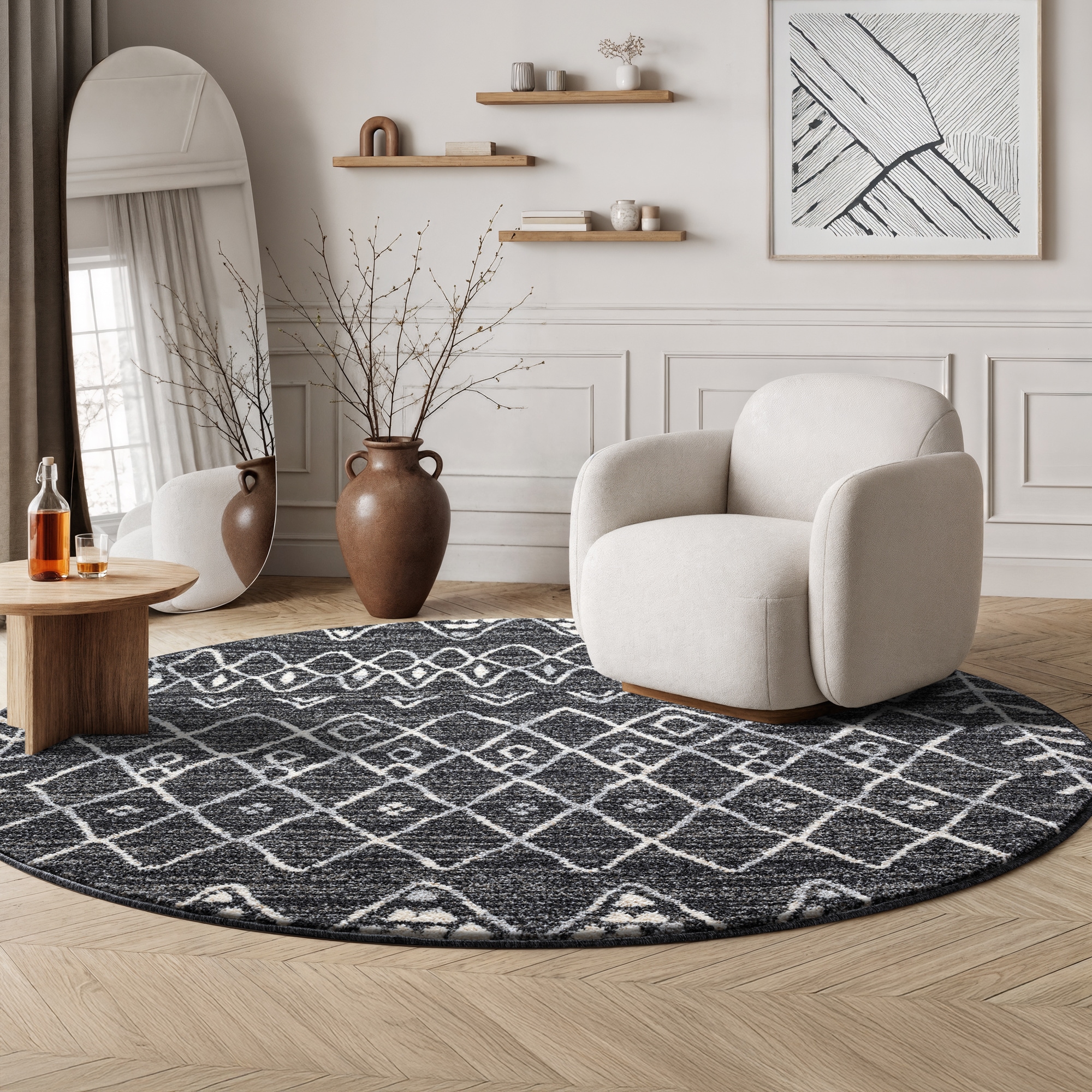 Sanat Teppich "Boho 8200" rund 10 mm Höhe Kurzflor, robust, Boho, Scandic, günstig online kaufen