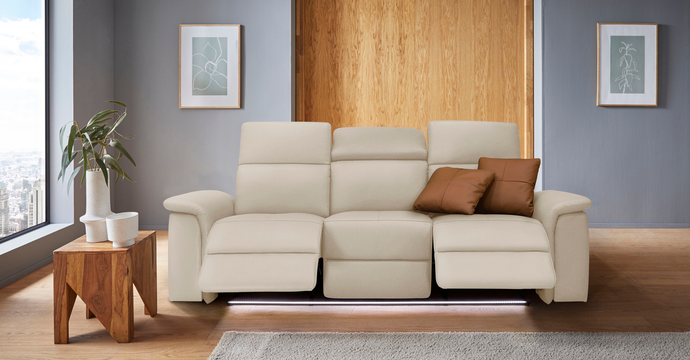 Home affaire 3-Sitzer "Pareli 229cm, manuelle u. elektr. Relaxfunktion in 2 günstig online kaufen