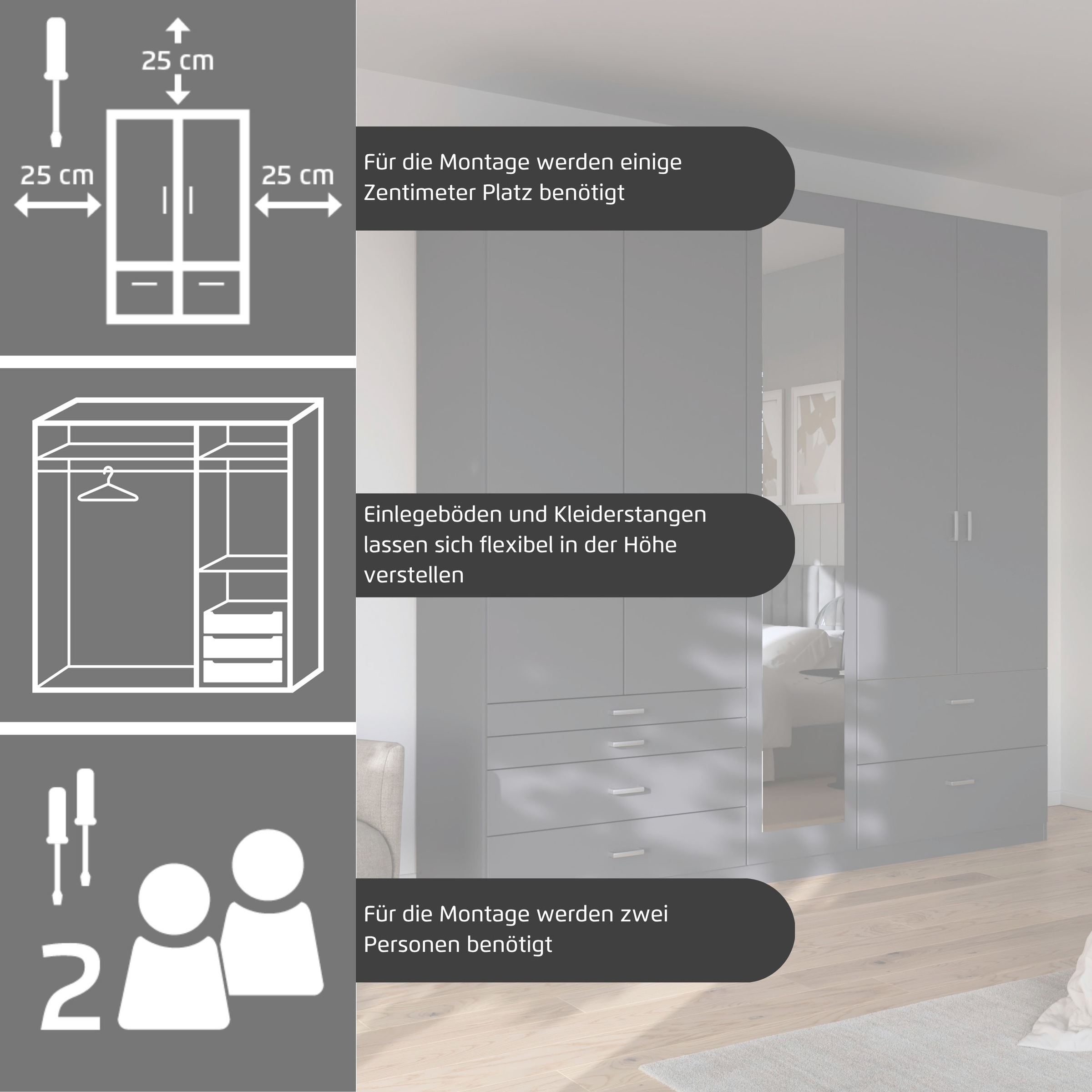 Thumbnail - rauch Kleiderschrank "Kleiderschrank Schrank Garderobe Wäscheschrank WILDBERG" Breiten 226/271 cm, Höhen 210/229 cm, mit...