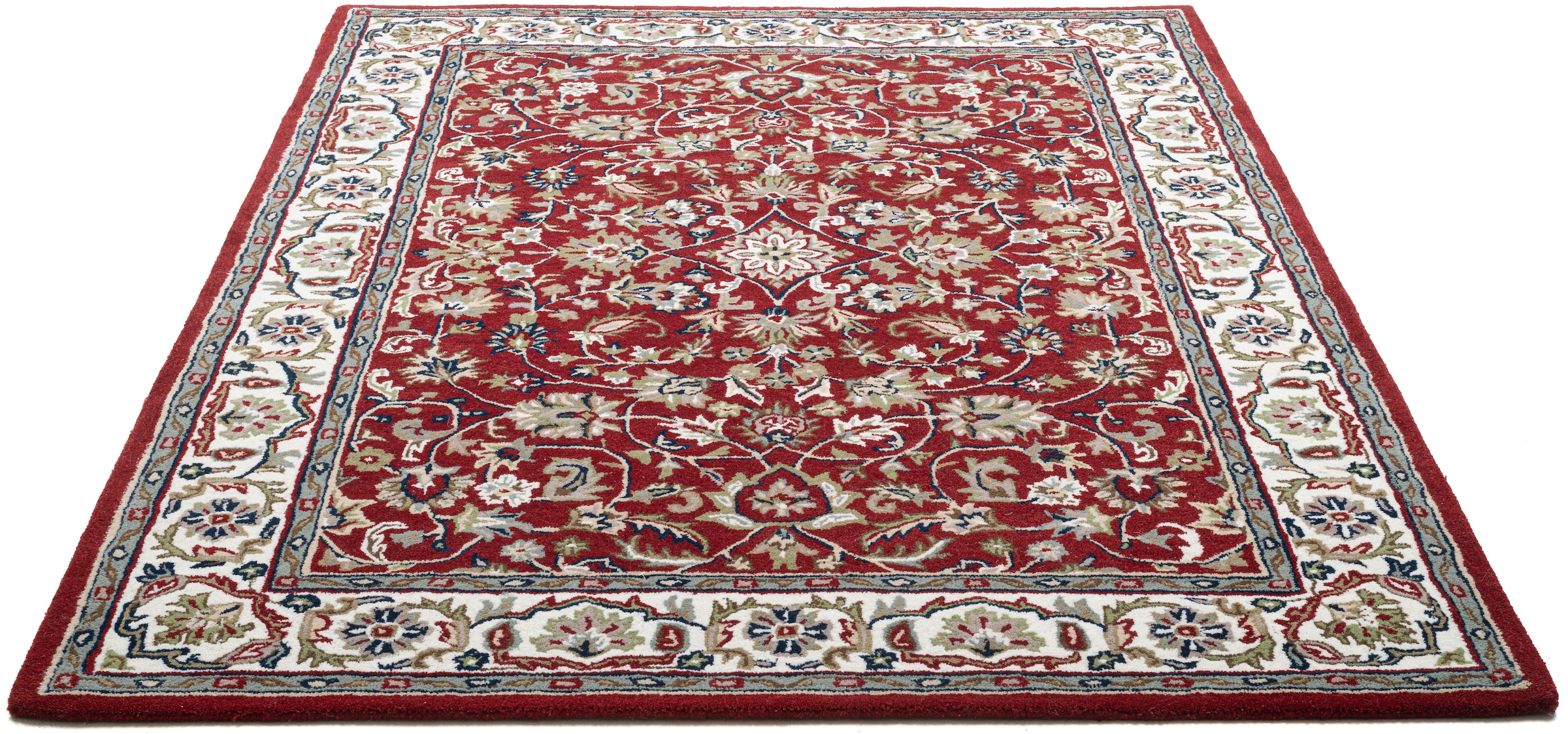 Wollteppich THEKO "Royal Orient Isfahan", rot, B:70cm H:14mm L:140cm, Schurwolle, Teppiche, handgetuftet, Orient-Optik, reine Wolle