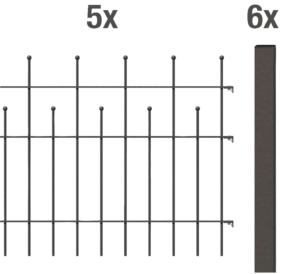 Alberts Metallzaun "Madrid", Höhe: 49,5, 73,5 und 98,5 cm, Gesamtlänge: 10 m, zum Aufschrauben