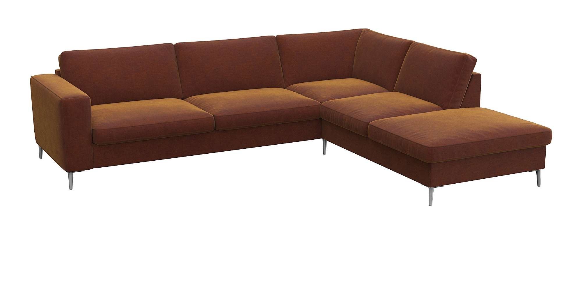 FLEXLUX Ecksofa »Fiore, super Sitzkomfort durch Kaltschaum im Sitz, L-Form«, breite Armlehnen, Füße Alu
