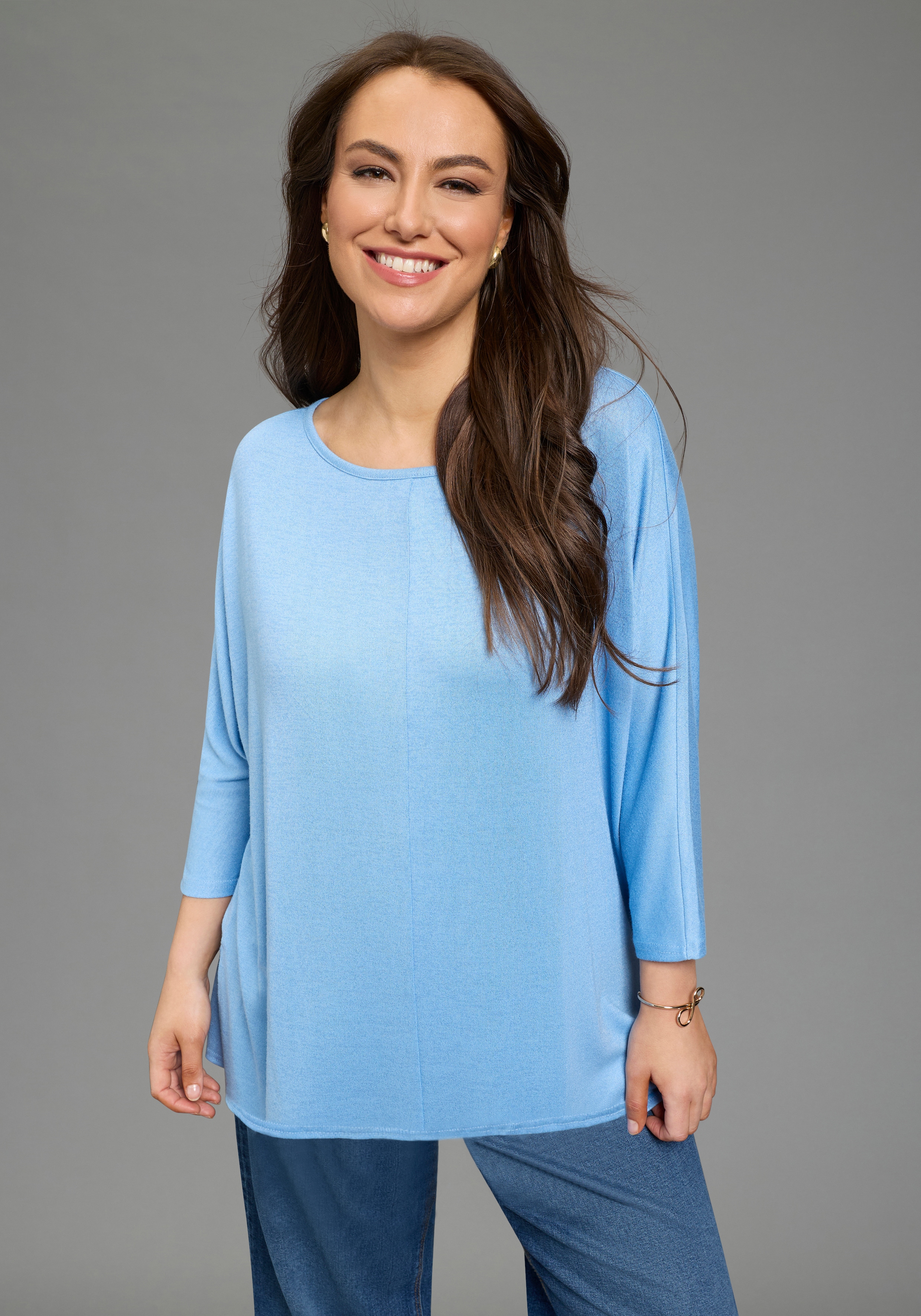 Laura Scott CURVE 3/4 Arm-Pullover "Große Größen" leichter Jerseystrick mit fließender, figurschmeichelnder Passform