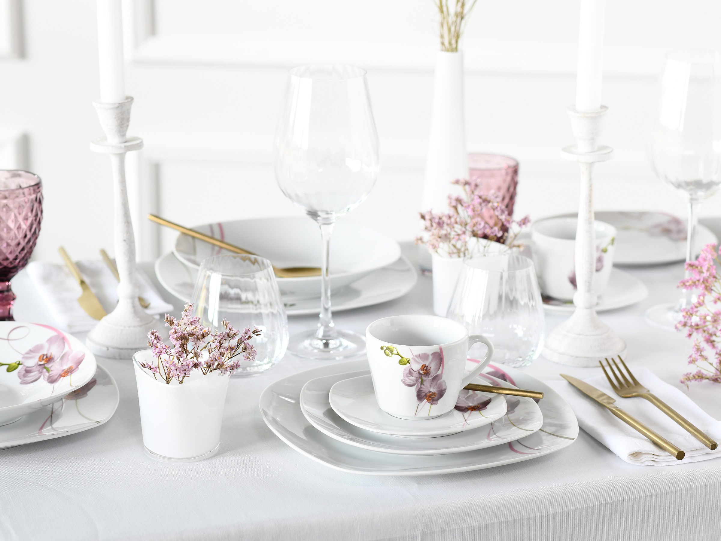 CreaTable Kombiservice »Square Orchidee, Kombi-Service 30-tlg«, (Set, 30 tlg.), Fotorealistische Darstellung