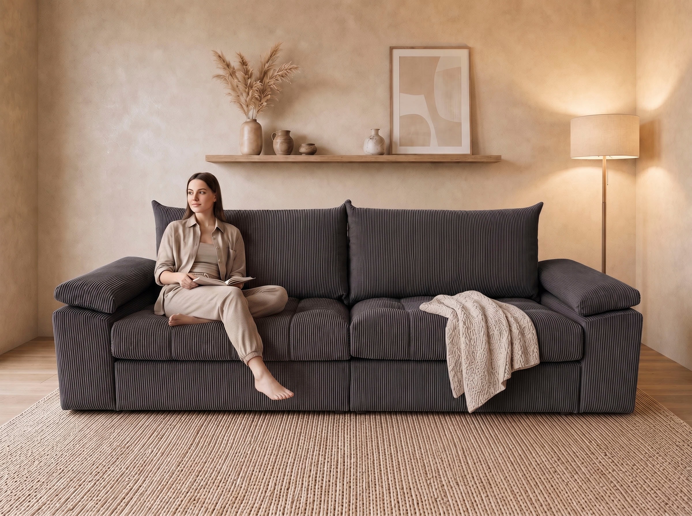 OTTO home Big-Sofa "Soft&Cosy Pik XXL, B: 303 cm, Mega Sofa in Cord" Lounge-Komfort mit edler Sitzsteppung, Federkern