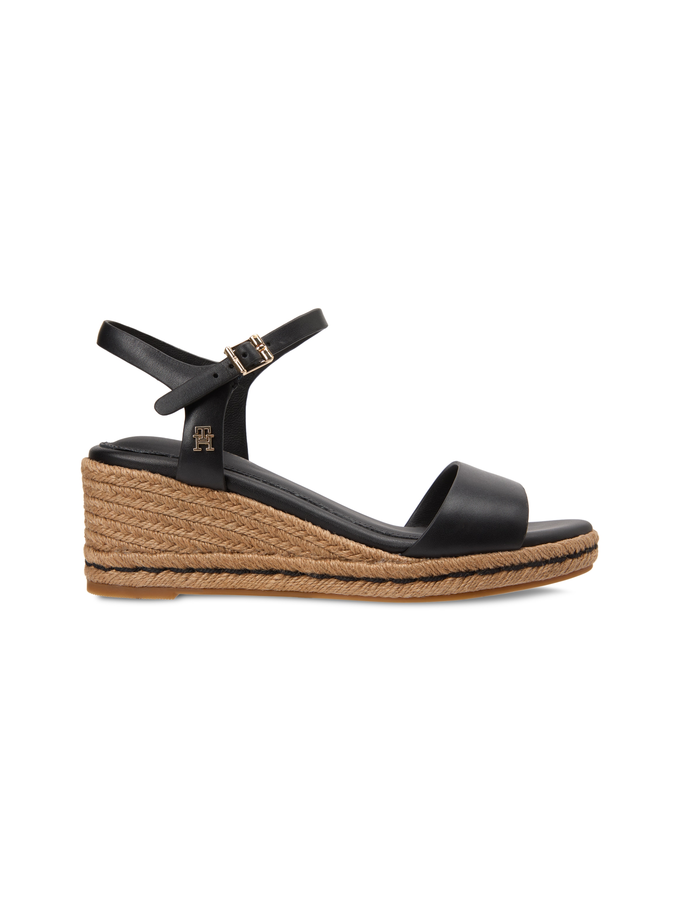 Tommy Hilfiger Keilsandalette »MID WEDGE ESPAD LEATHER«  Sommerschuh, Riemchensandale mit TH-Logoemblem
