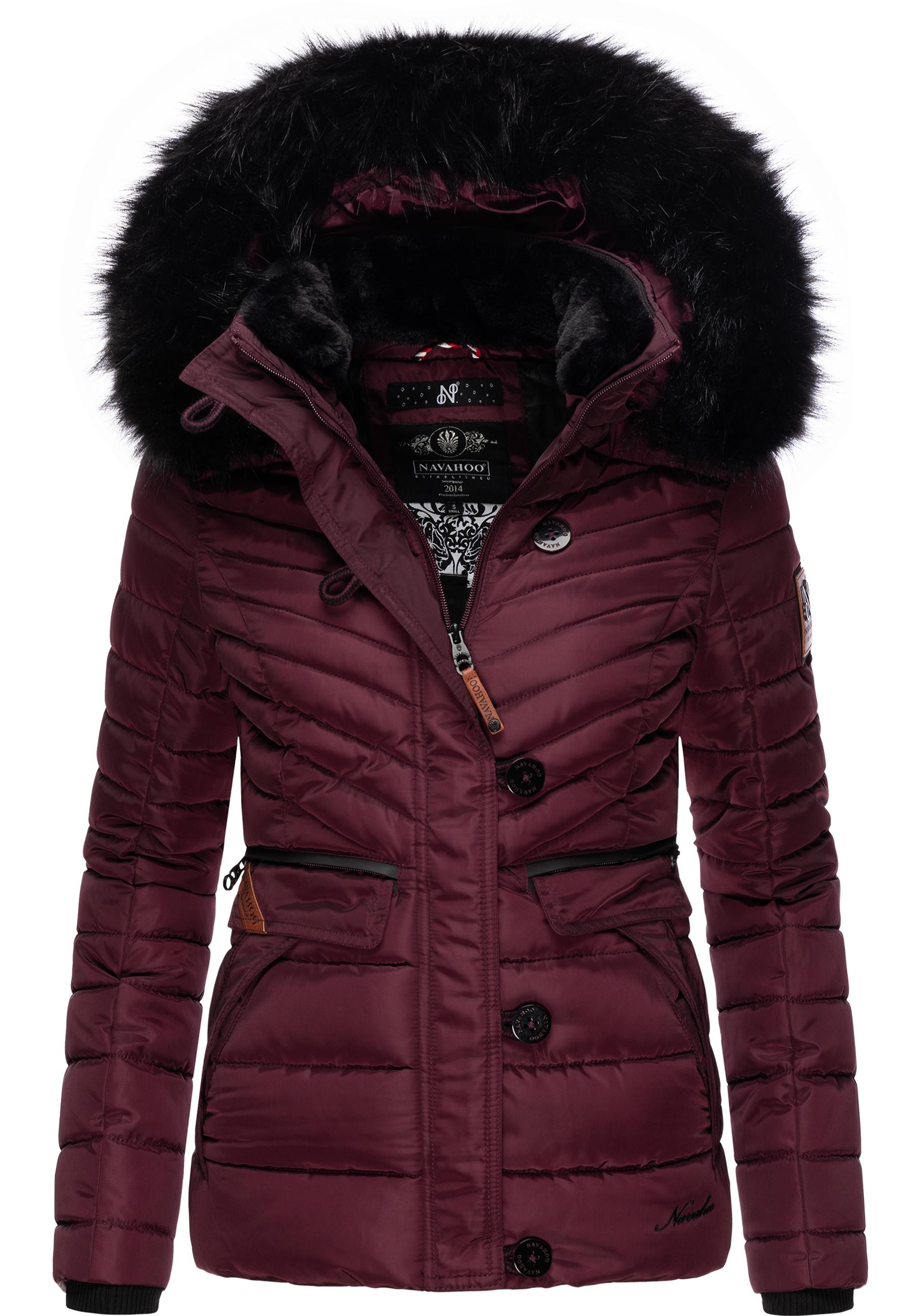 Navahoo Winterjacke »Wisteriaa«, mit Kapuze, Warm gefütterte Steppjacke mit Kunstfell-Kapuze