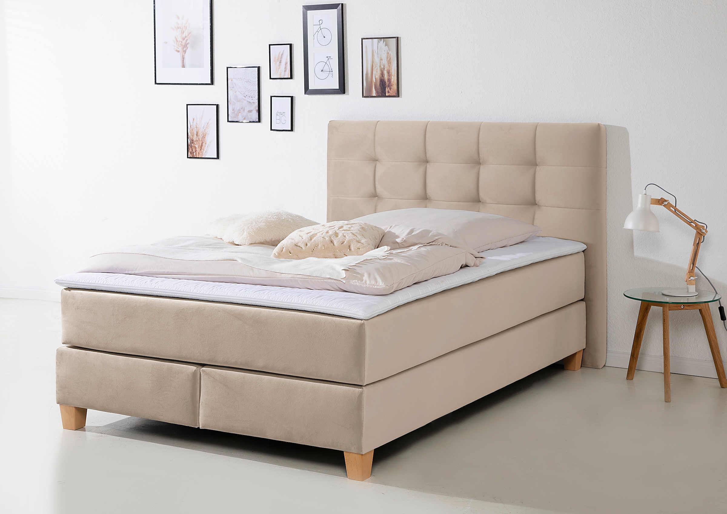 Home affaire Boxspringbett "Moulay", inkl. Topper, in Überlänge 220 cm, 3 H günstig online kaufen