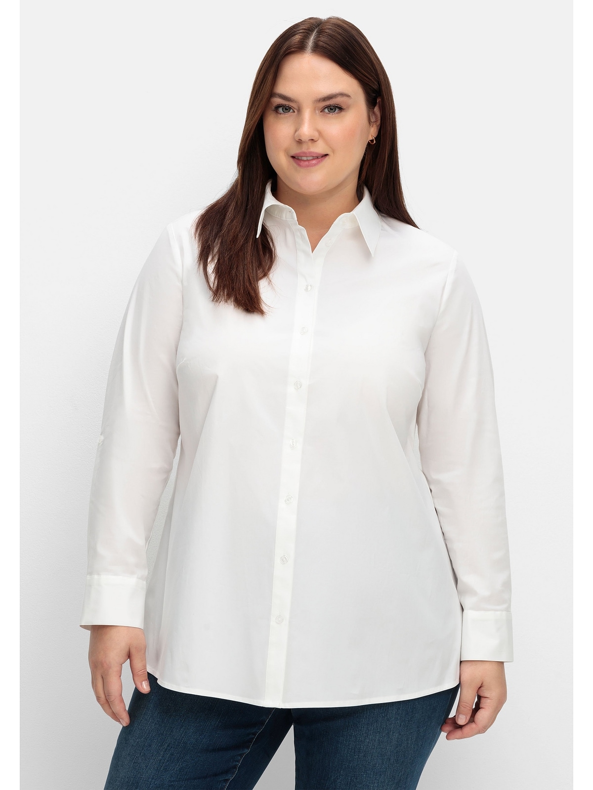 Hemdbluse für Sheego BAUR mit kaufen A-Linie Krempelärmeln, Größen«, | leichter »Große in