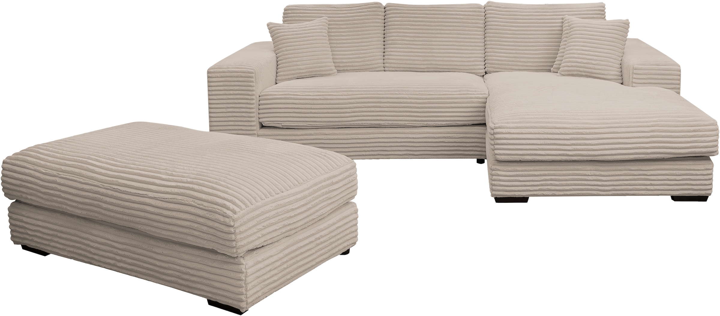 WERK2 Polstergarnitur "Eden L-Form + Hocker. Mega Couch Breite 286cm, Cord" günstig online kaufen