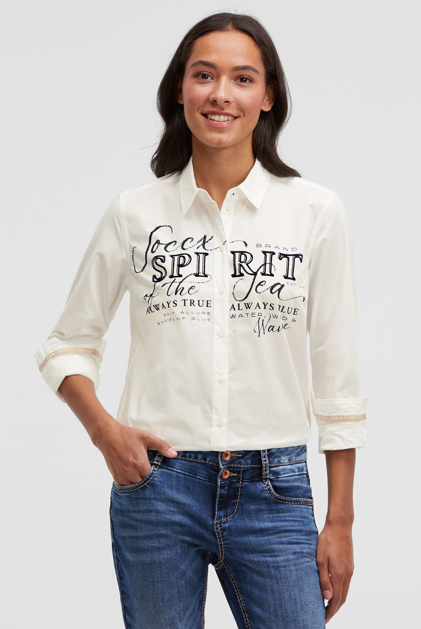 SOCCX Langarmbluse günstig online kaufen