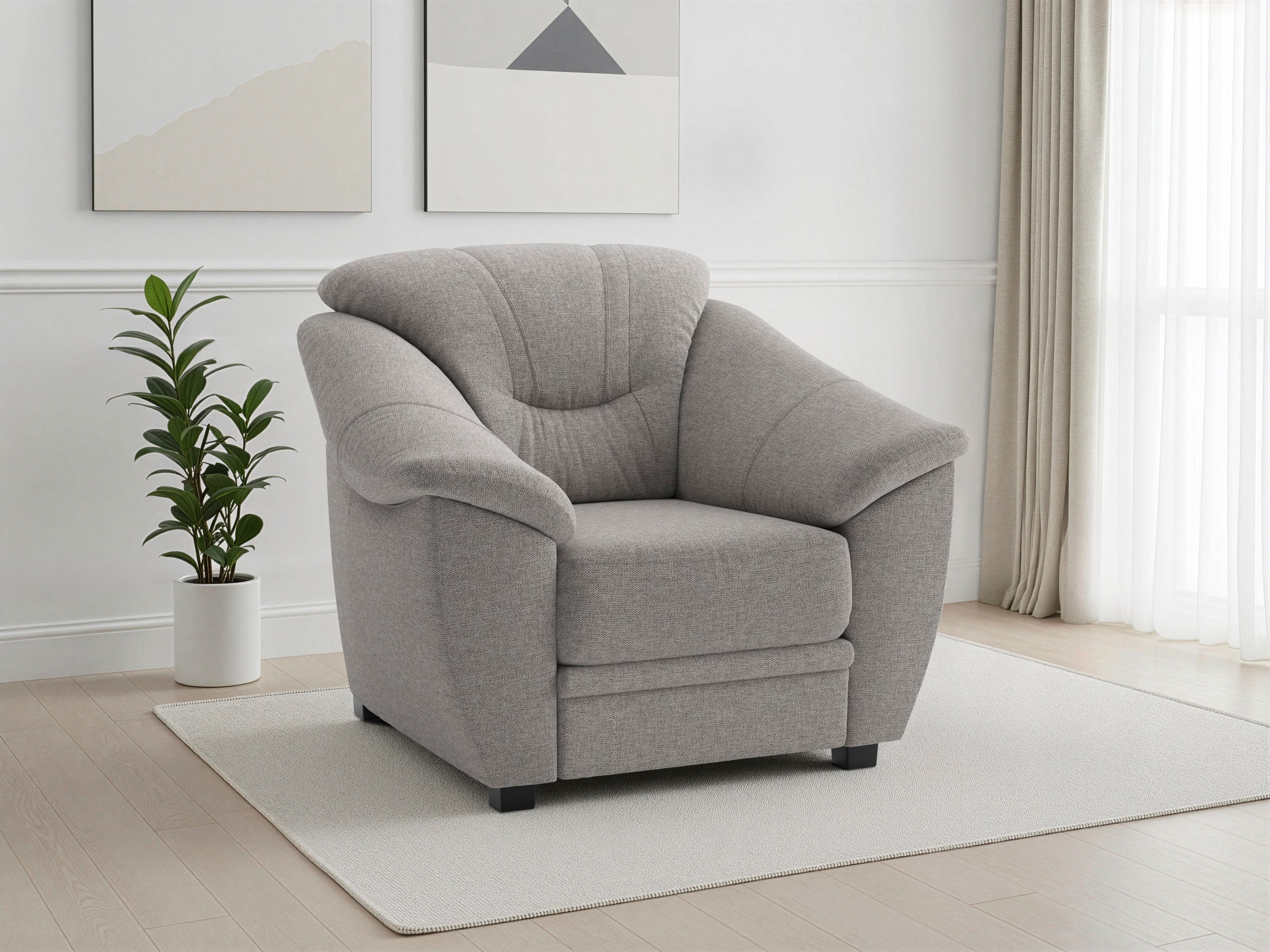 sit&more Sessel "Savona, B: 103 cm, Federkern-Polsterung, komfortable Sitzhöhe 46 cm" Bequeme Armlehnen, Ziernähte, frei im Raum stellbar, zeitloses Design