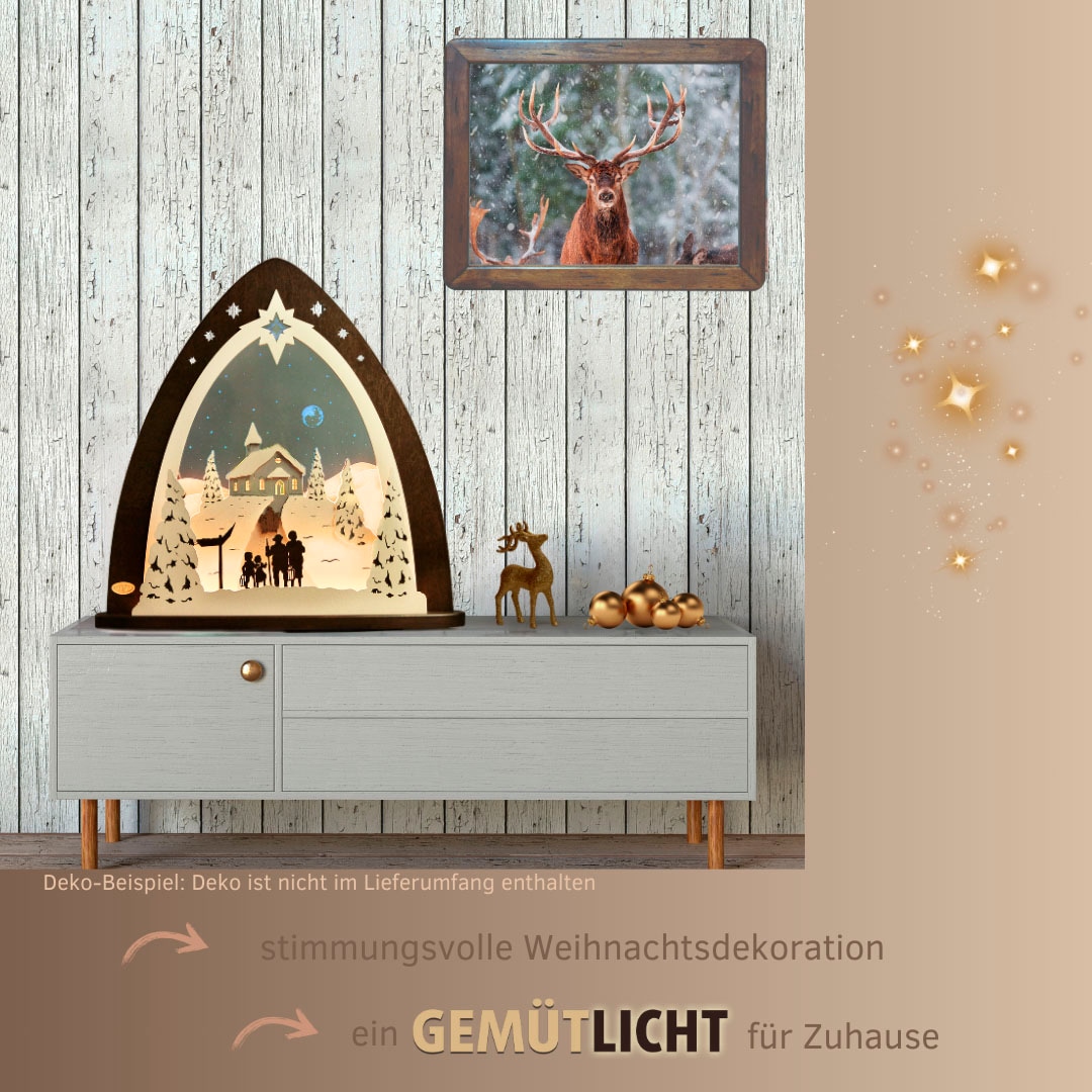 Weigla Lichterbogen »LED Bergkapelle, moderne Lichterspitze aus Holz & Acrylglas«, Erzgebirge garantiert, Weihnachtsdeko Innen, Weihnachtsbeleuchtung