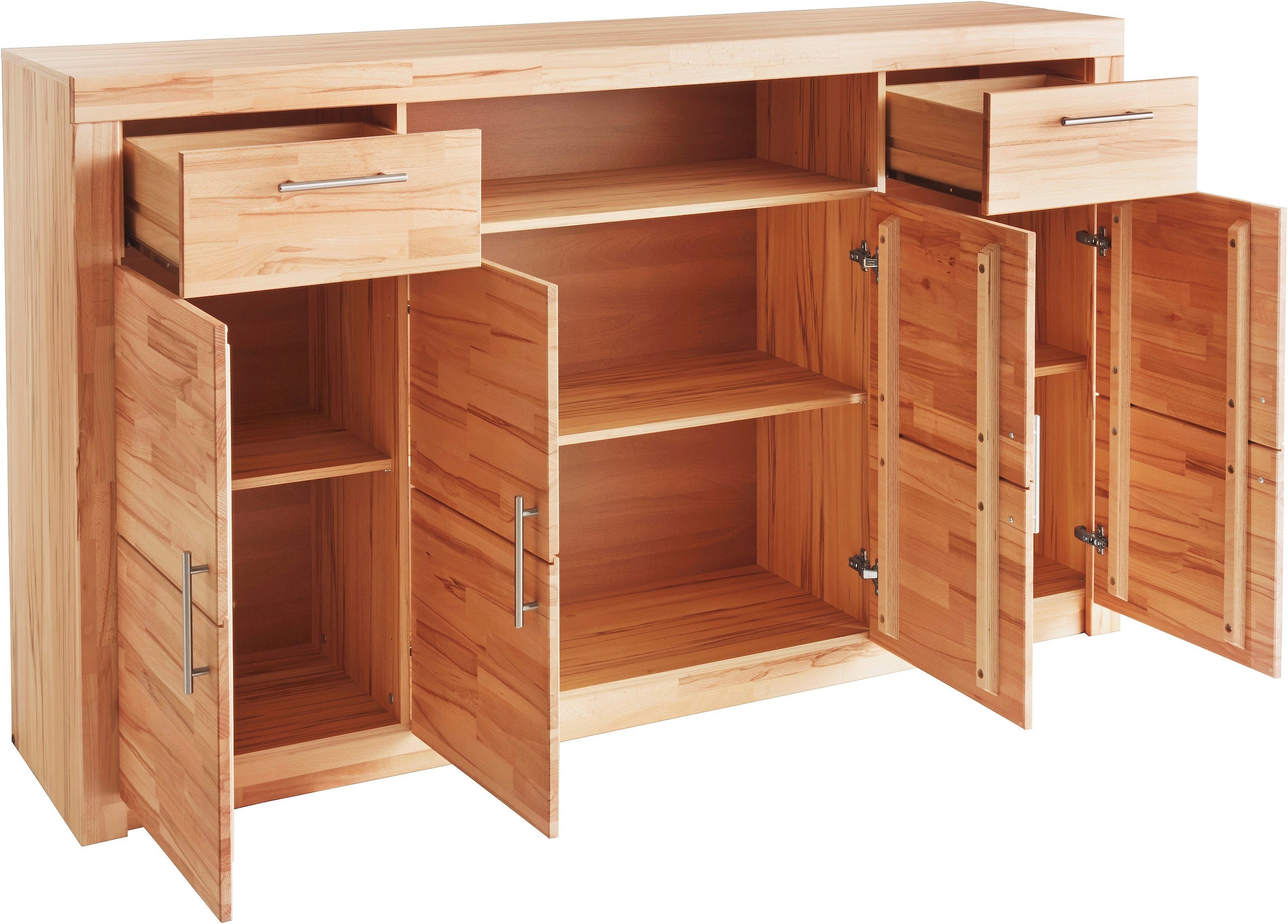 VOGL Möbelfabrik Highboard »Toronto«, opt. Glastüren, teilmassiv, Rahmenoptik, Made in Germany