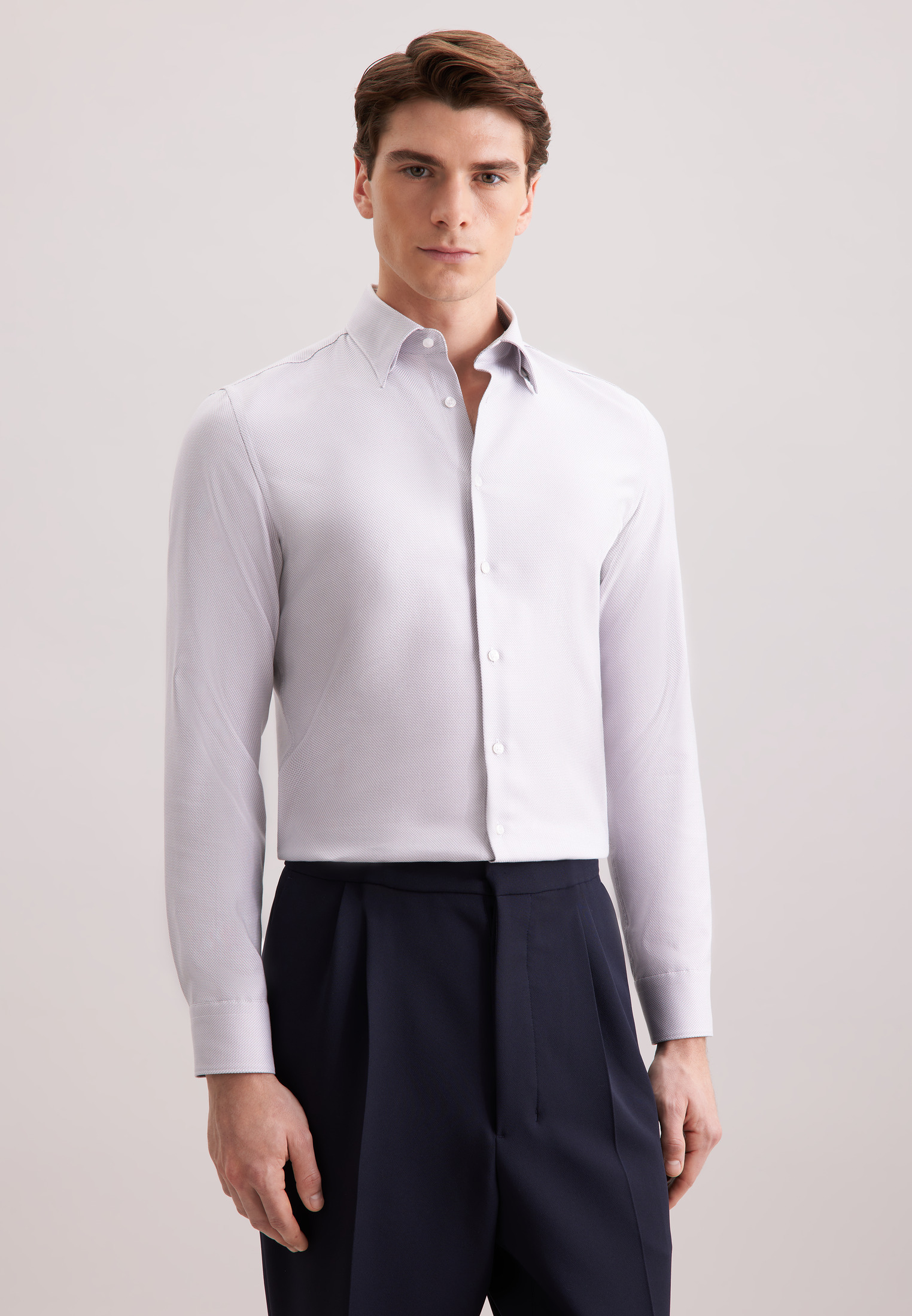 seidensticker "Schwarze Rose" Slim 1/1 Covered-Button-Down-Kragen Struktur