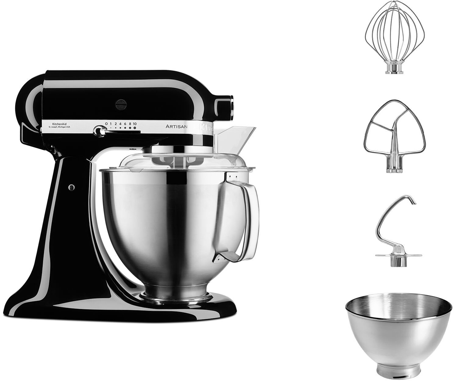 KITCHENAID Küchenmaschine "5KSM185PSE", B:24cm H:36cm T:37cmonyx schwarz, Küchenmaschinen