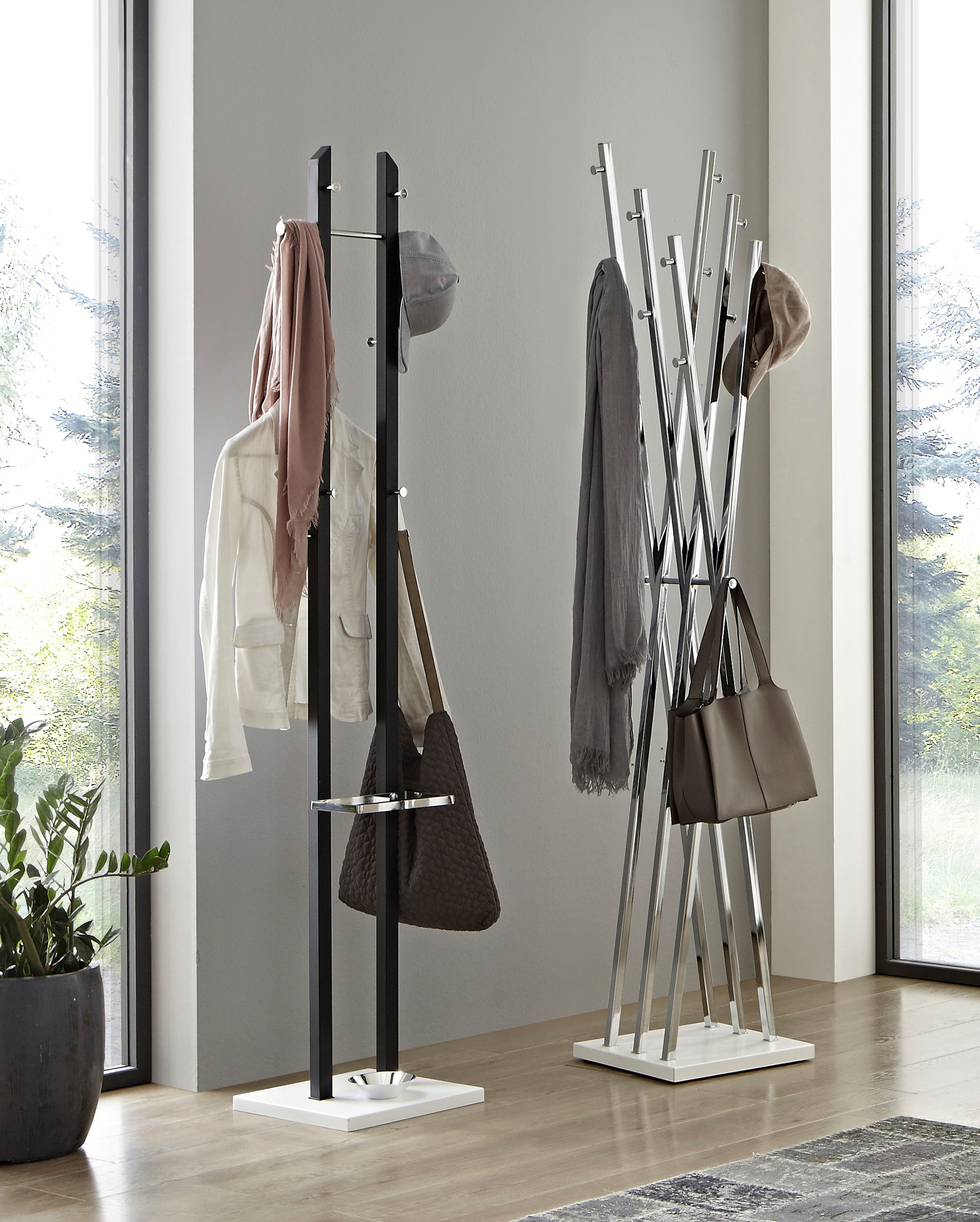 HAKU Garderobenständer »Kleiderständer, Standgarderobe« quadratisch - aus Metall Silber - B/T/H 35/35/186 cm
