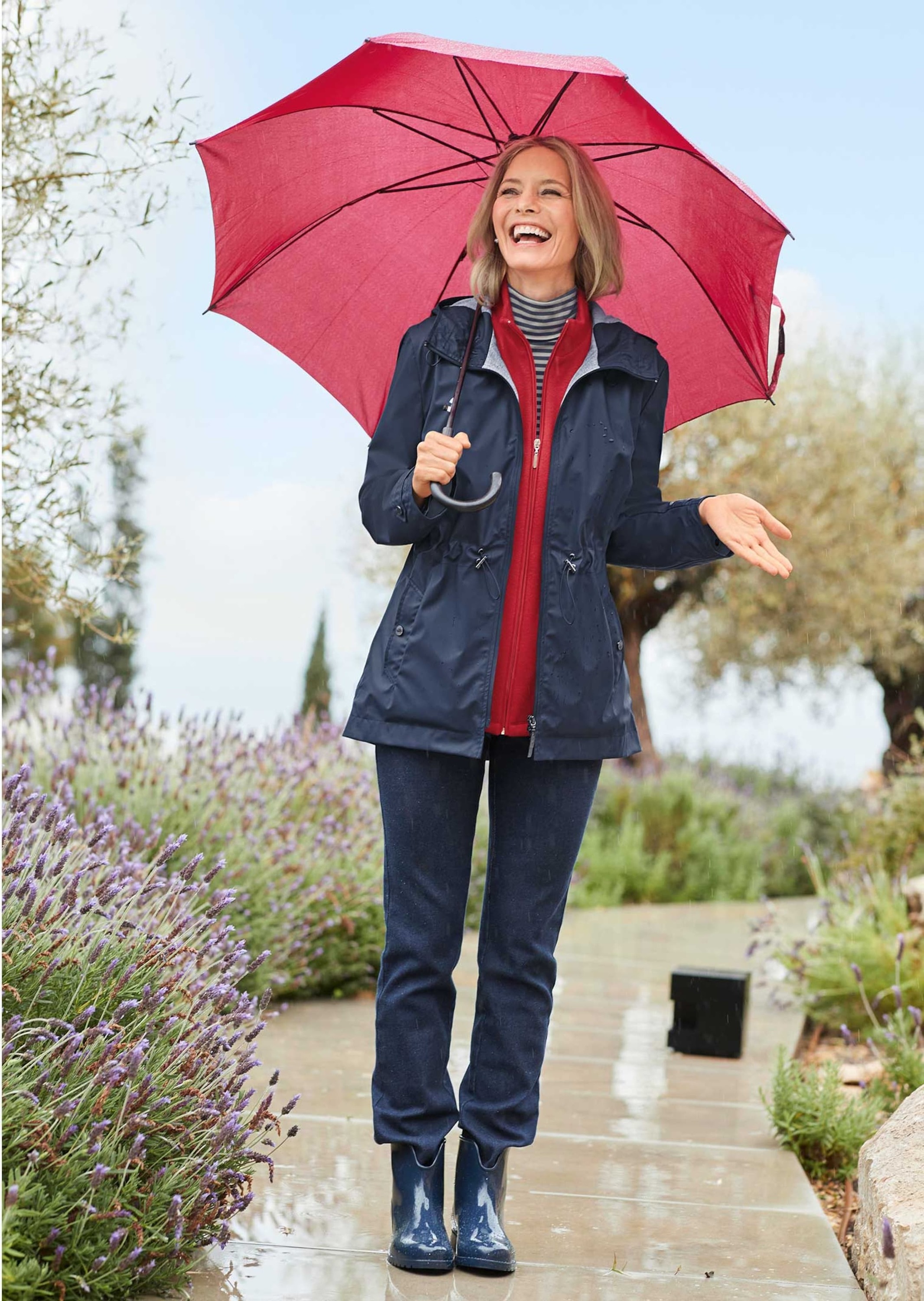 Thumbnail - GOLDNER Funktionsjacke "Funktionaler Regenmantel mit Jerseyfutter" Praktischer 2-Wege-Reißverschluss