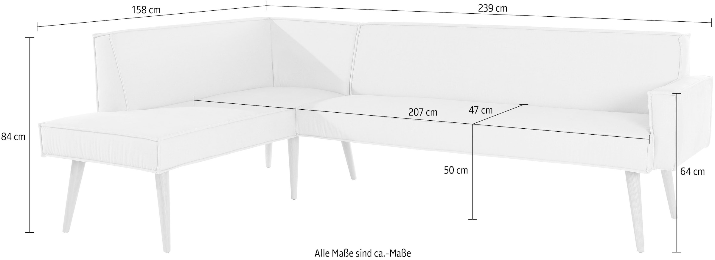 exxpo - sofa fashion Eckbank »Lungo, moderne Kedernaht, bequem und elegant, hoher Holzfuß«, hochwertige Detailverarbeitung, frei im Raum stellbar