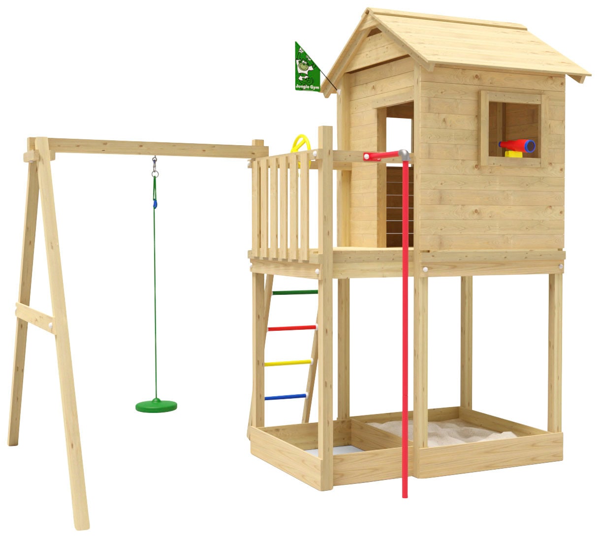 Spielturm »Firehouse«, (Set), Spielanlage mit Schaukel und Feuerwehrstange