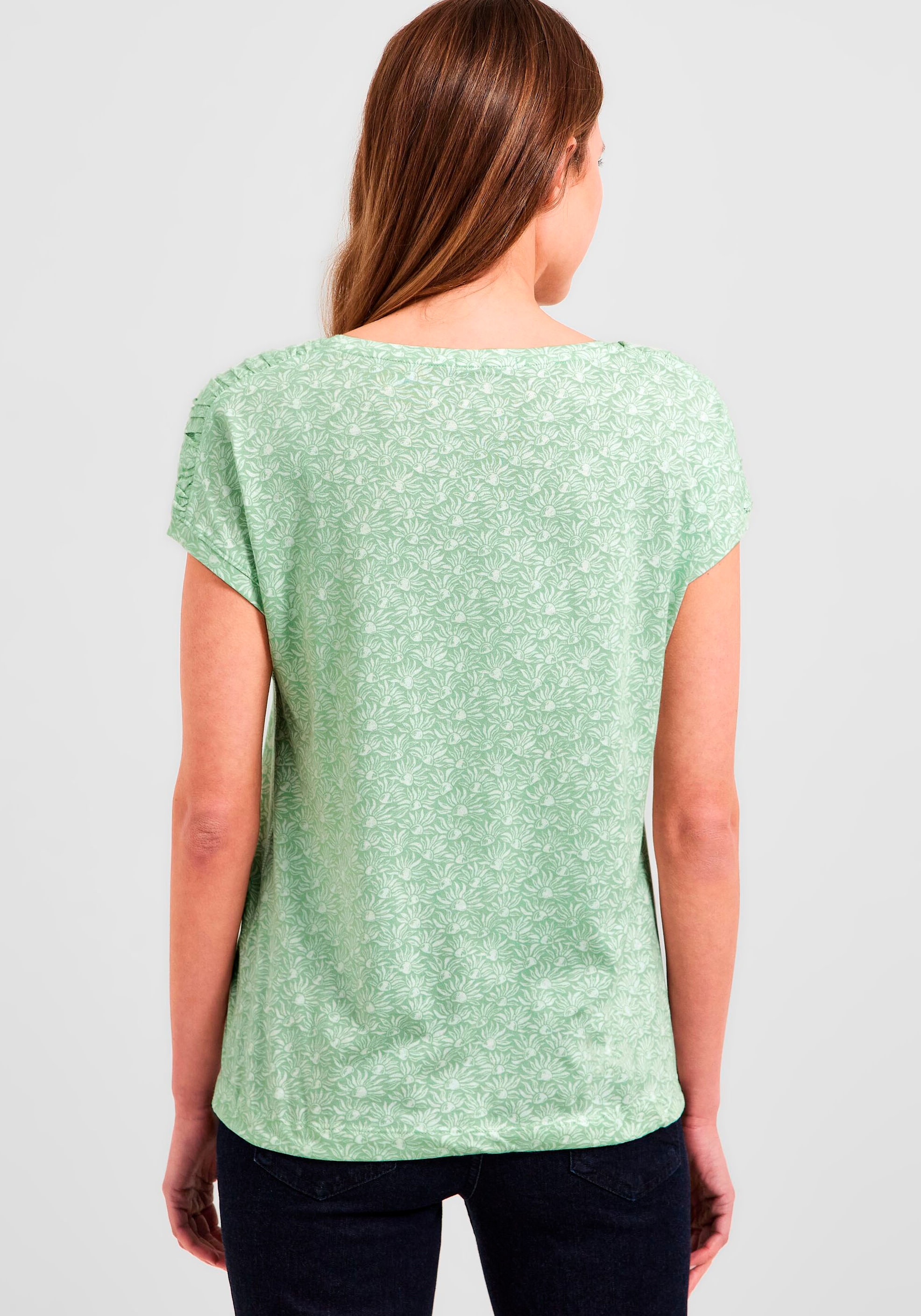 Cecil T-Shirt, BAUR Raffungen den bestellen mit online an Schultern 