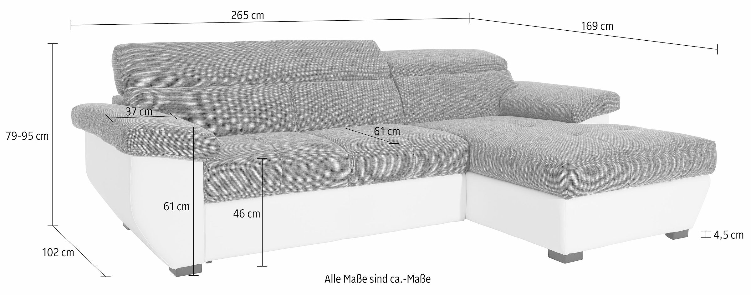 COTTA Ecksofa »Speedway L-Form«, mit Kopfteilverstellung, wahlweise mit Bettfunktion & Bettkasten