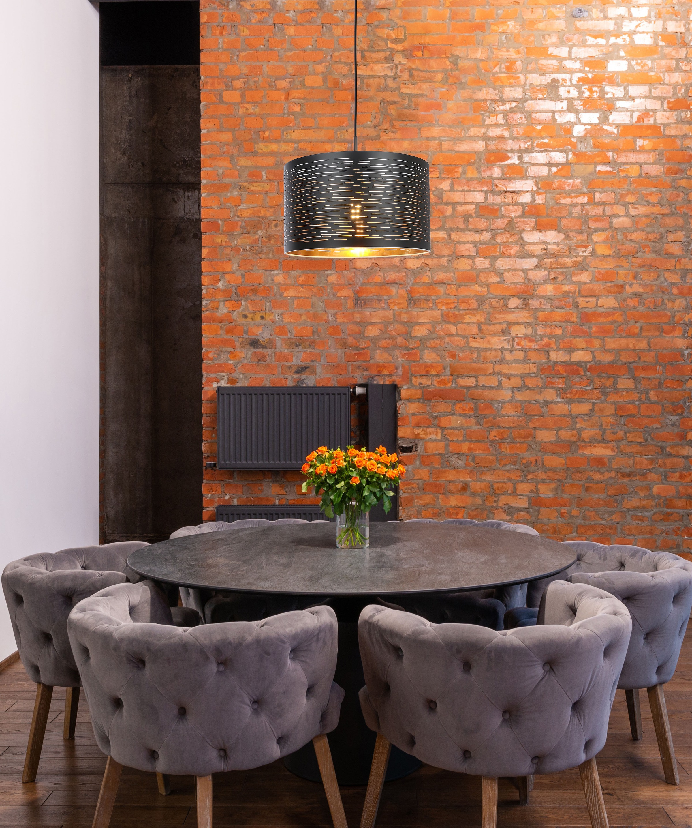 GLOBO LIGHTING Hängeleuchte »TUNNO« E27 1 Stk. Hängeleuchte Schwarz/Gold, Kunststoff, höhenkürzbar, E27