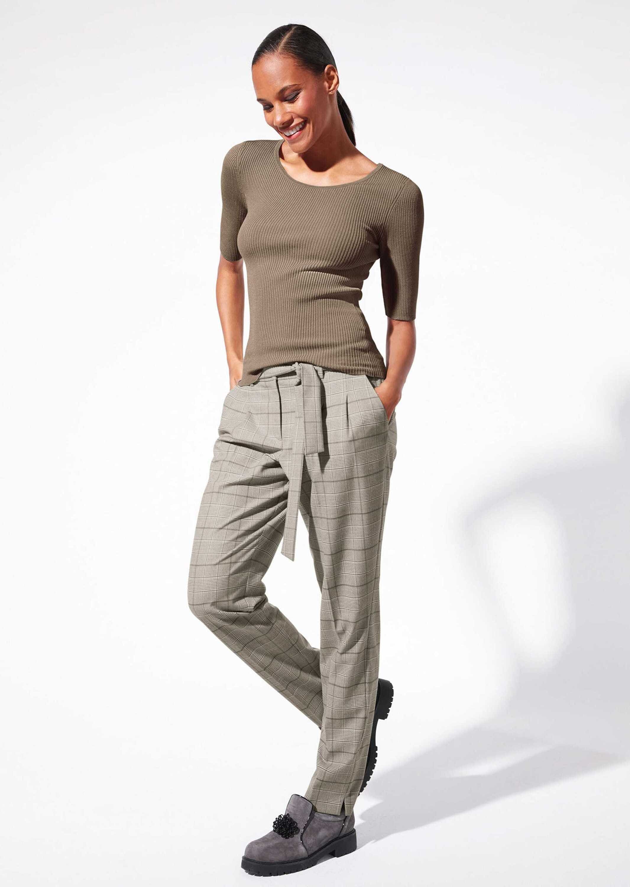 MADELEINE Bundfaltenhose »Hose Karo-Bundfaltenhose mit Bindegürtel«