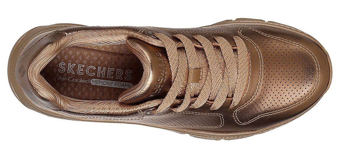 Skechers Sneaker »UNO ICON - LUSTROUS AIR«, Keilsneaker, Plateausneaker, Schnürschuh im Metallic Look