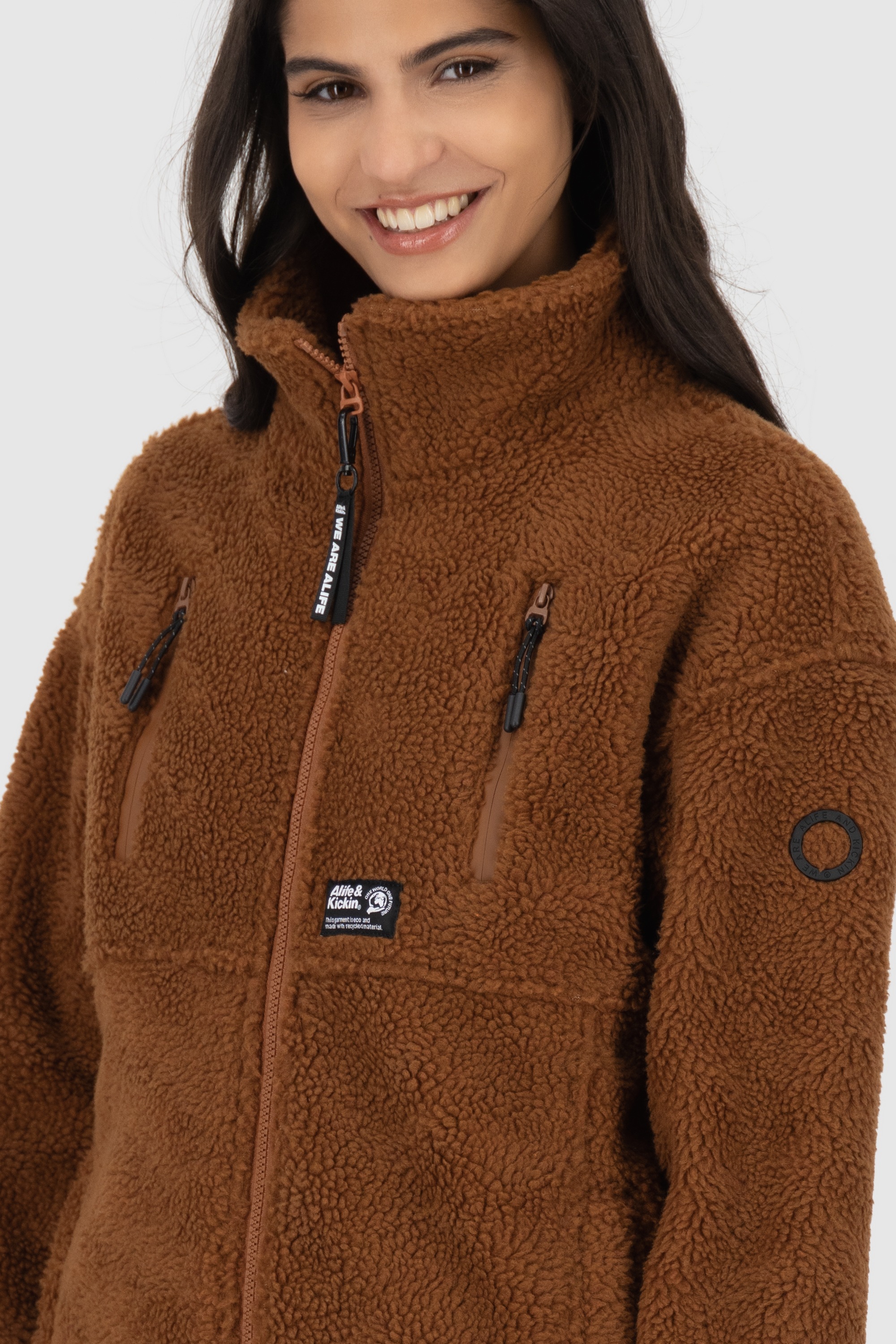 Alife & Kickin Sweatjacke »Damen KaluaAK G«, Warme Teddyplüschjacke mit kuscheligem Fleece-Innenfutter