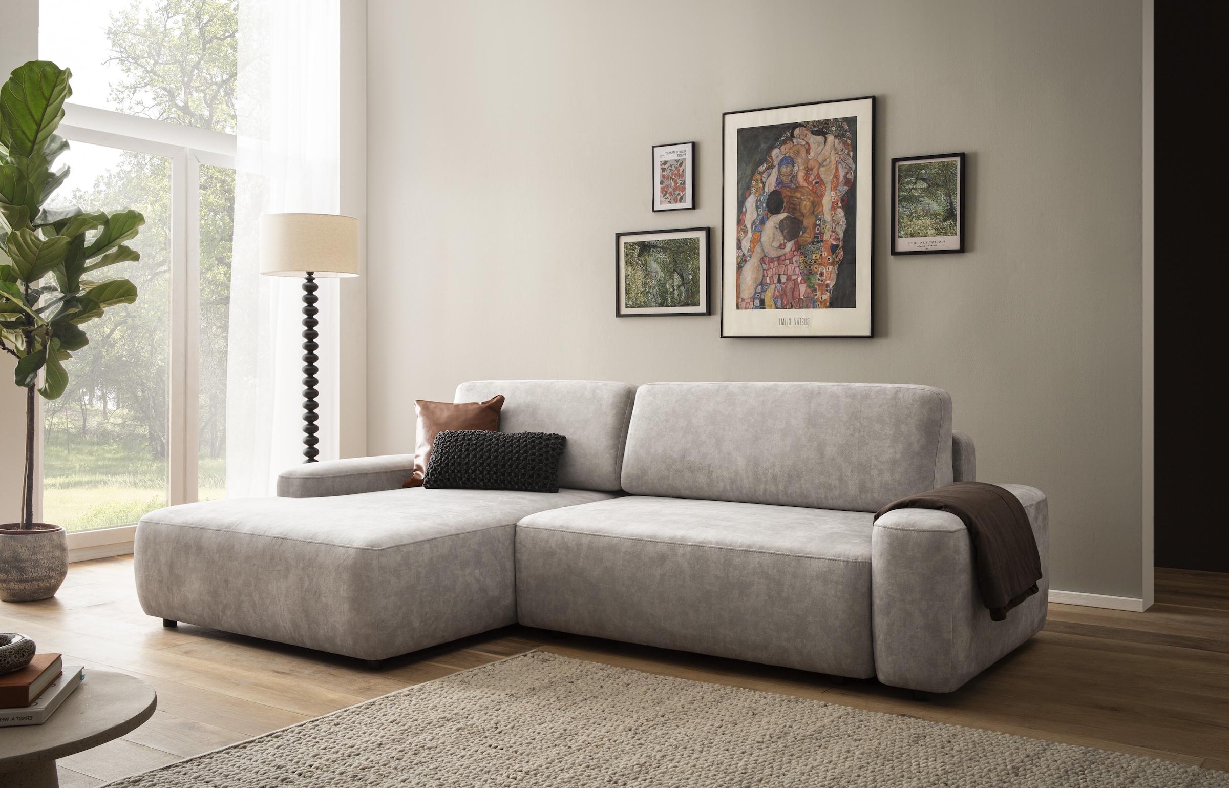 Home affaire Ecksofa "TORGE (264cm), Schlafsofa in Cord, Samtvelours o Stru günstig online kaufen