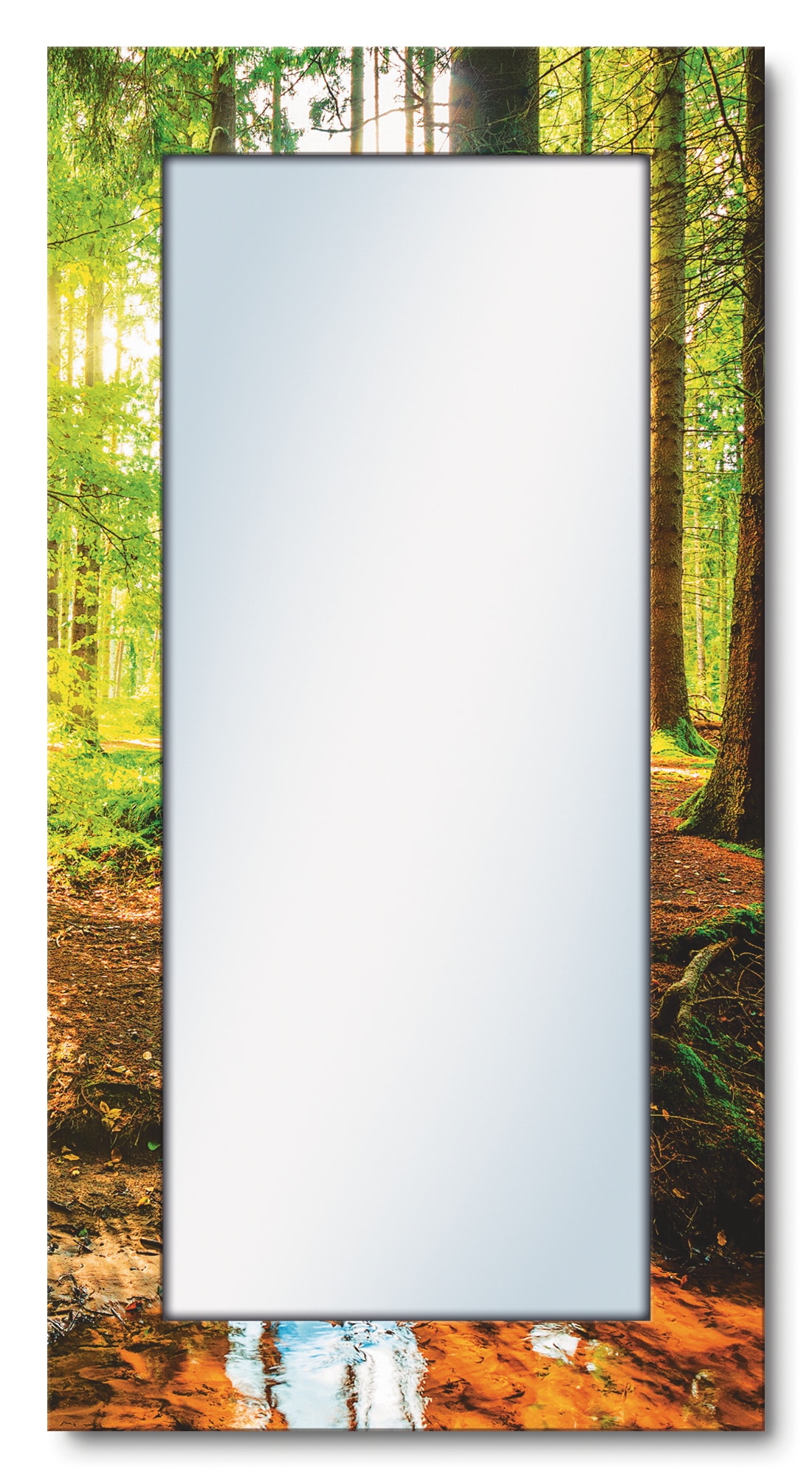 Artland Dekospiegel »Wald mit Bach«, gerahmter Ganzkörperspiegel, Wanspiegel mit Motivrahmen, Landhaus