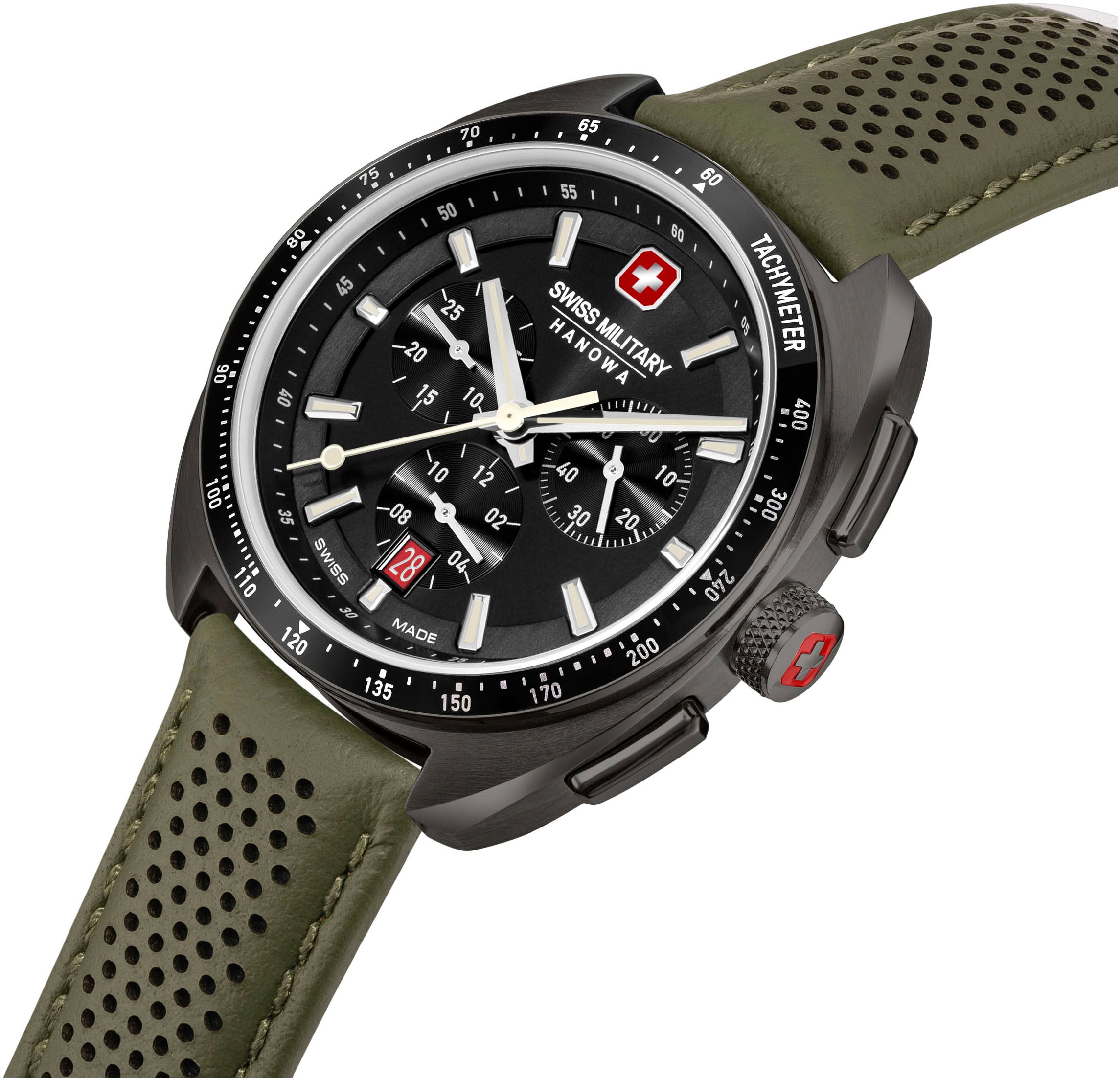 Swiss Military Hanowa Chronograph »DEFENDER«, Quarzuhr, Armbanduhr, Herren, Schweizer Uhr, Swiss Made, Stoppfunktion